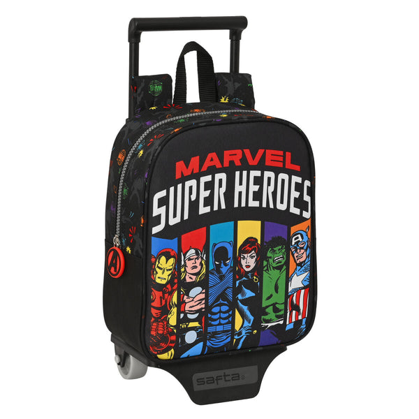 Skolväska med hjul The Avengers Super heroes Svart (22 x 27 x 10 cm)