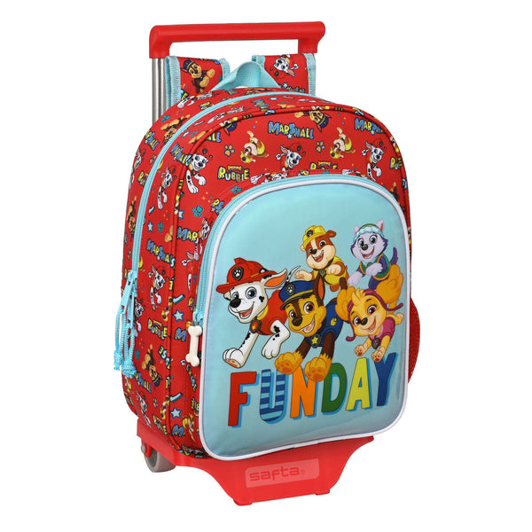 Skolväska med hjul The Paw Patrol Funday Blå Röd 26 x 34 x 11 cm