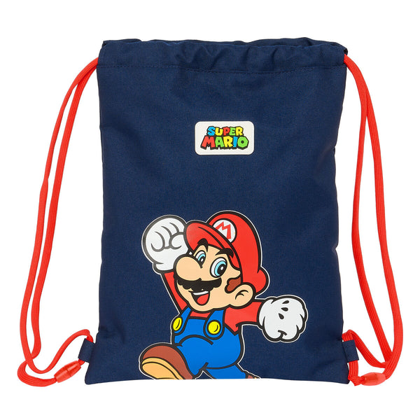 Skopåse med remmar Super Mario World Marinblå 26 x 34 x 1 cm-Kontor och Kontorsmaterial, Skol- och utbildningsmaterial-Super Mario-peaceofhome.se