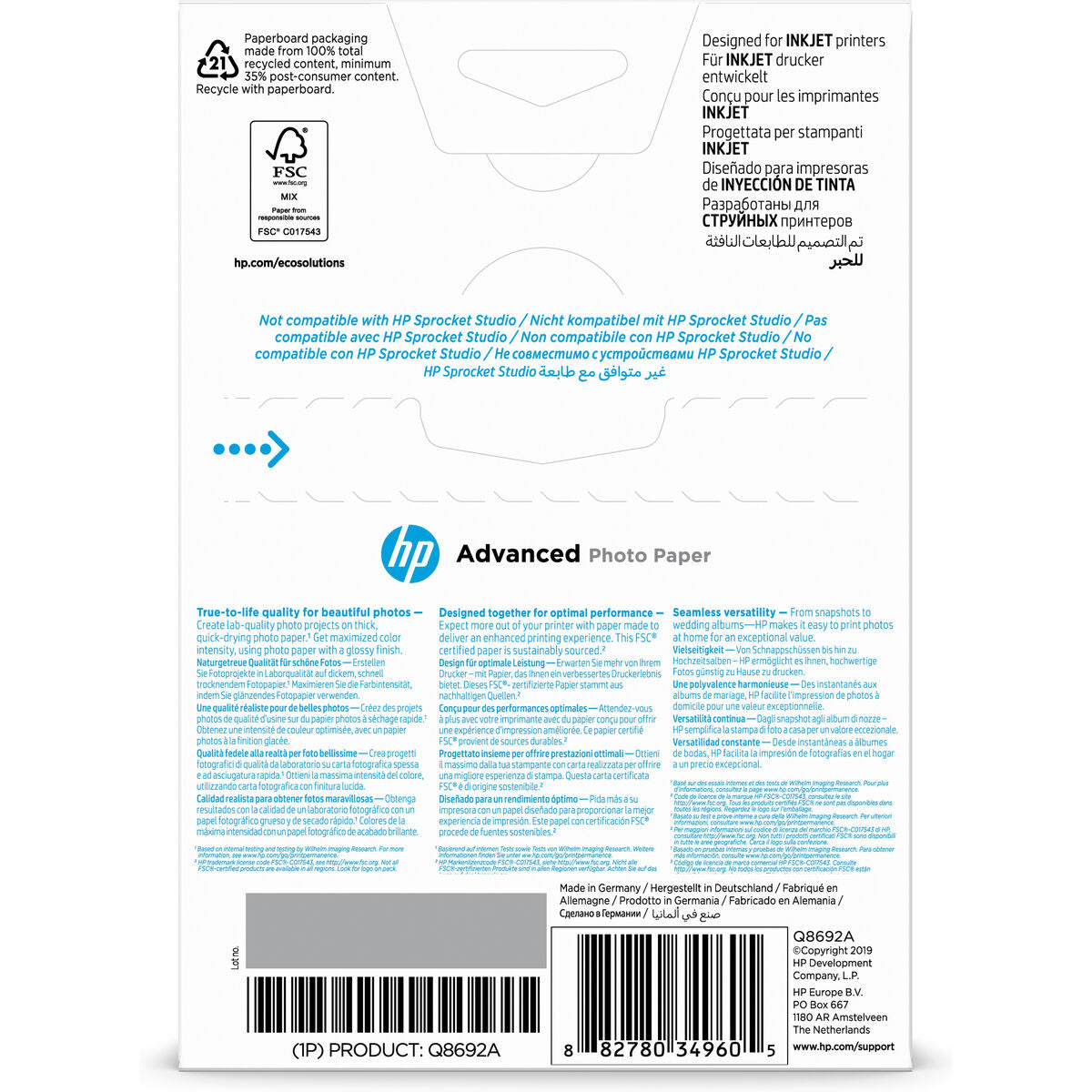 Skrivarpapper HP Q8692A-Kontor och Kontorsmaterial, Pappersprodukter för kontoret-HP-peaceofhome.se