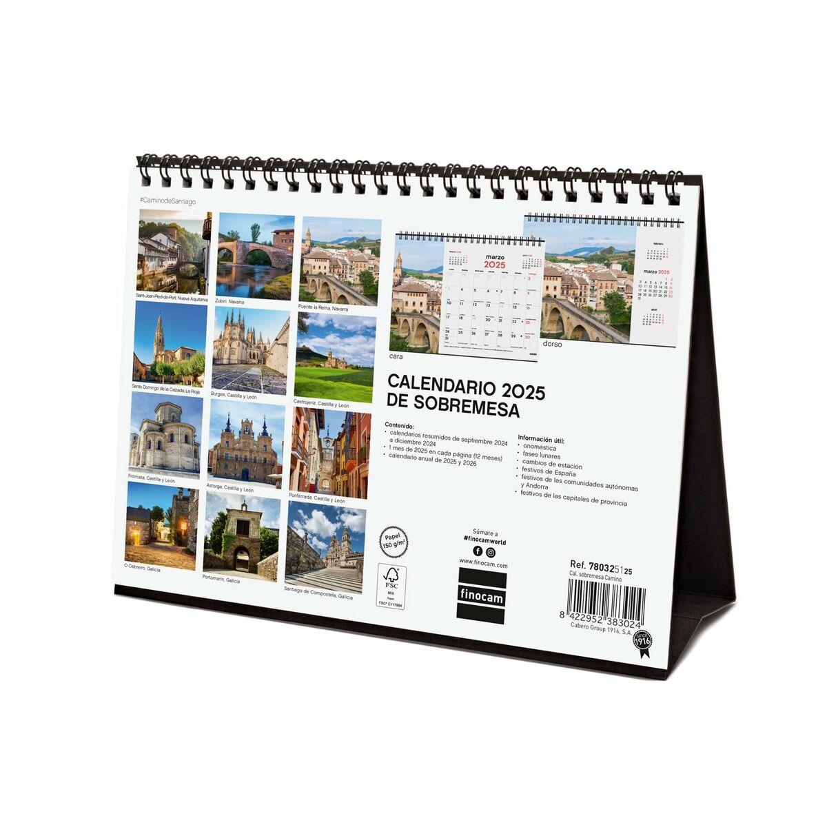 Skrivbordskalender Finocam CAMINO DE SANTIAGO Multicolour Papper 21 x 15 cm 2025-Kontor och Kontorsmaterial, Kalendrar, dagböcker och personliga arrangörer-Finocam-peaceofhome.se