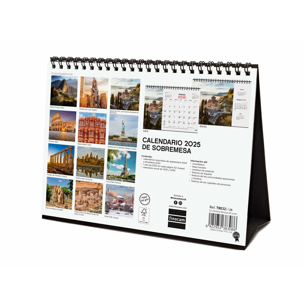 Skrivbordskalender Finocam MARAVILLAS DEL MUNDO Multicolour Papper 21 x 15 cm 2025-Kontor och Kontorsmaterial, Kalendrar, dagböcker och personliga arrangörer-Finocam-peaceofhome.se