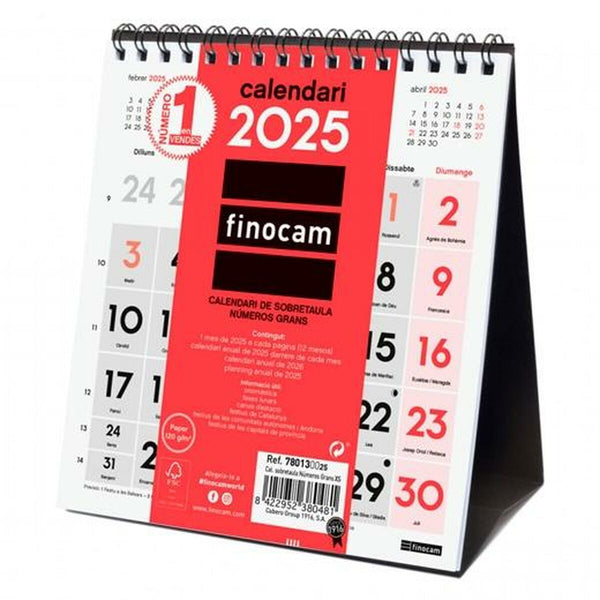 Skrivbordskalender Finocam Papper 14 x 15 cm 2025-Kontor och Kontorsmaterial, Kalendrar, dagböcker och personliga arrangörer-Finocam-peaceofhome.se