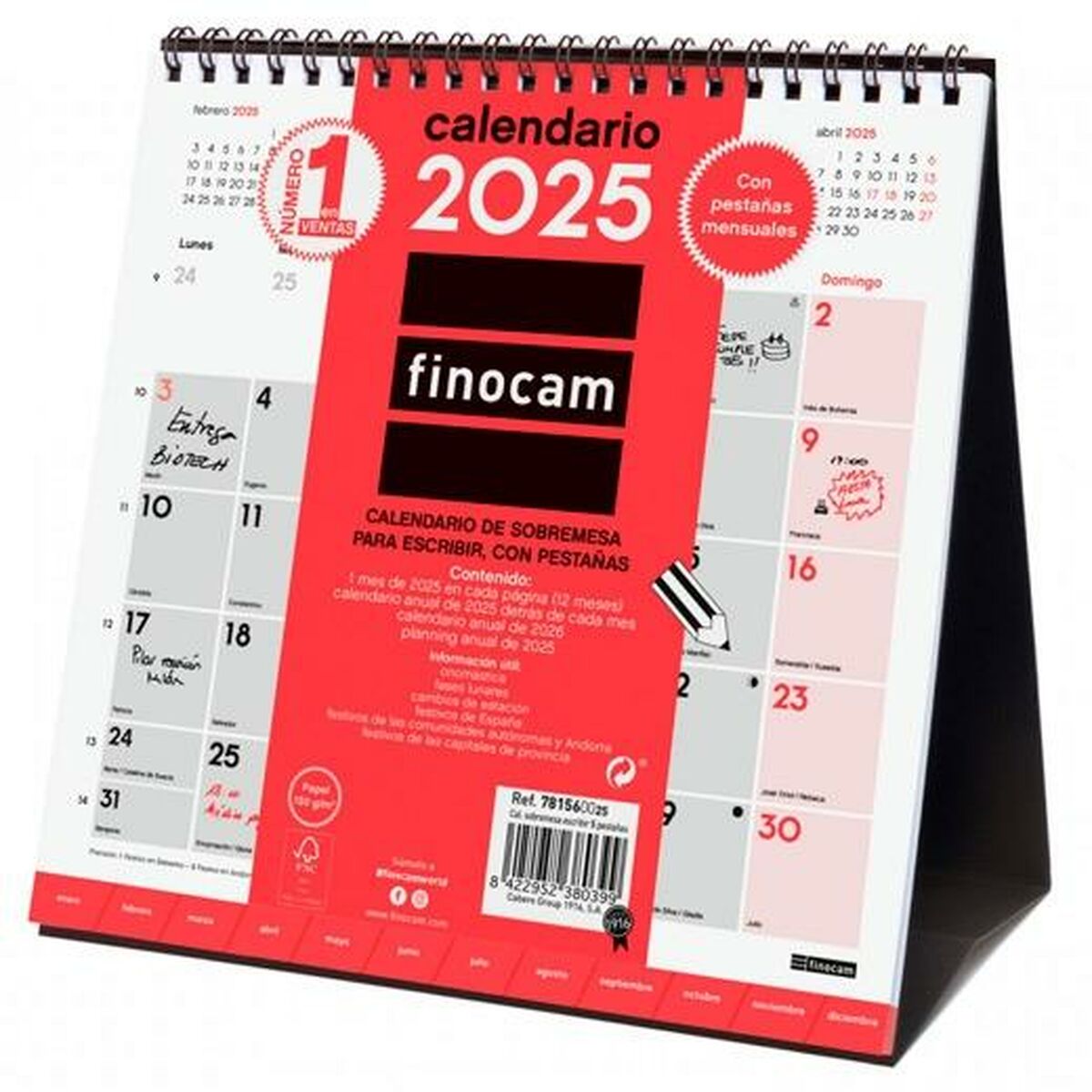 Skrivbordskalender Finocam Papper 19 x 19 cm 2025-Kontor och Kontorsmaterial, Kalendrar, dagböcker och personliga arrangörer-Finocam-peaceofhome.se