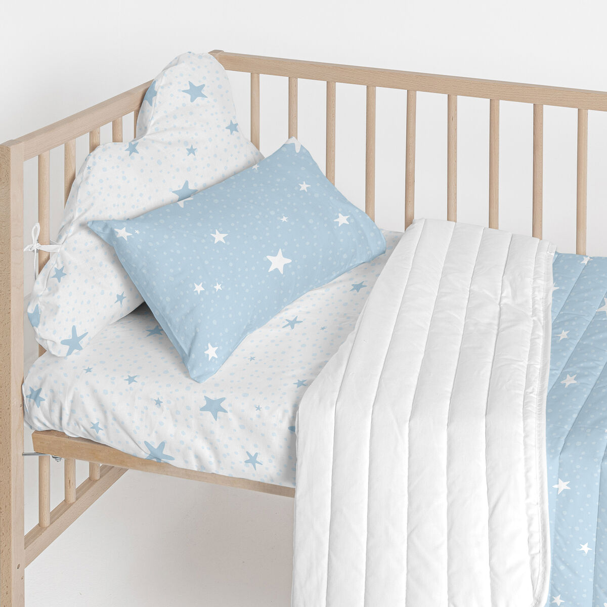 Skydd till spjälsäng HappyFriday Basic Kids Little star Blå 60 x 40 cm-Bebis, Sovrum-HappyFriday-peaceofhome.se