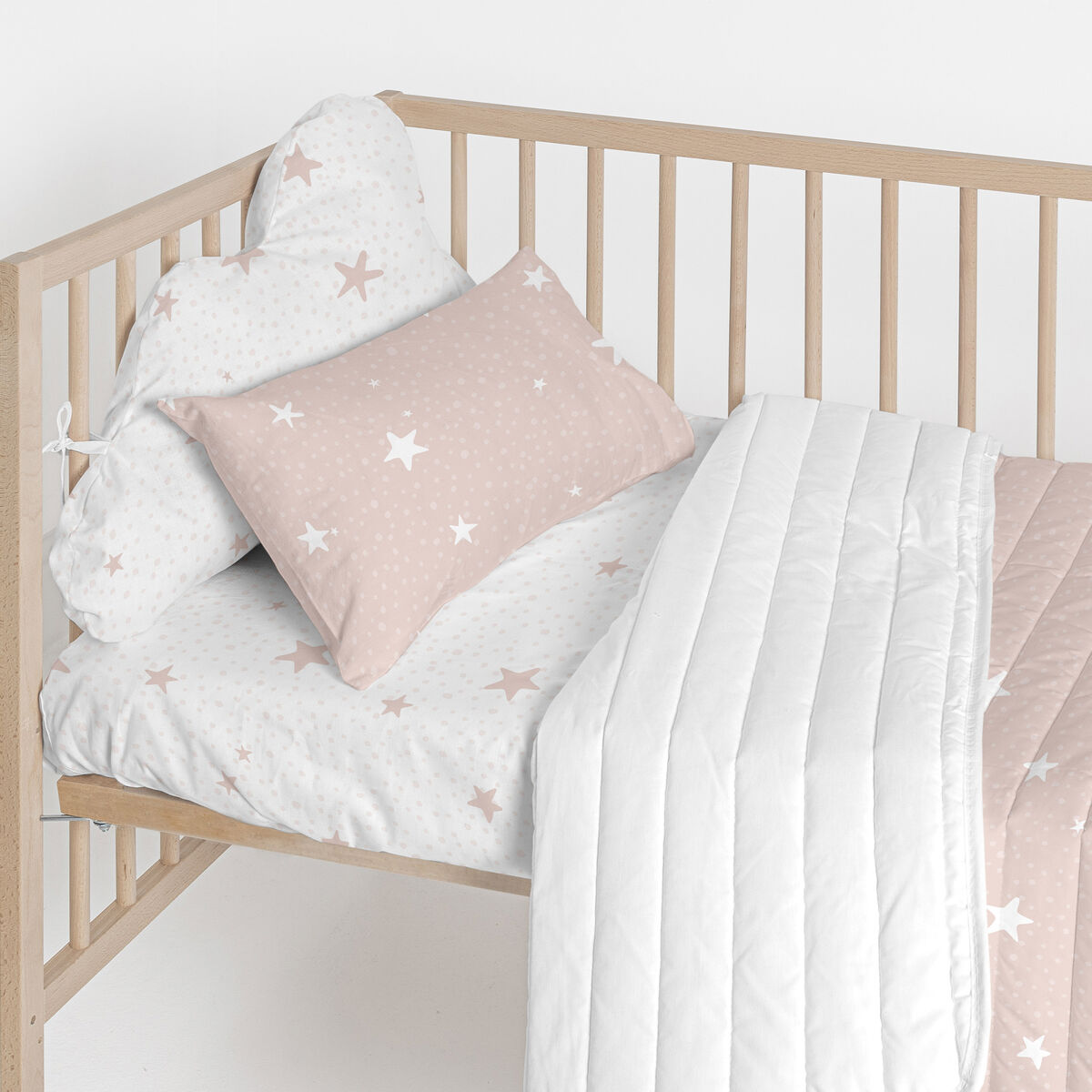 Skydd till spjälsäng HappyFriday Basic Kids Little star Rosa 60 x 40 cm-Bebis, Sovrum-HappyFriday-peaceofhome.se