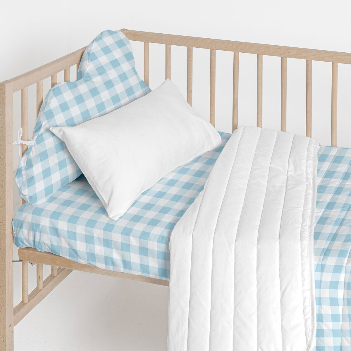 Skydd till spjälsäng HappyFriday Basic Kids Vichy Blå 60 x 40 cm-Bebis, Sovrum-HappyFriday-peaceofhome.se