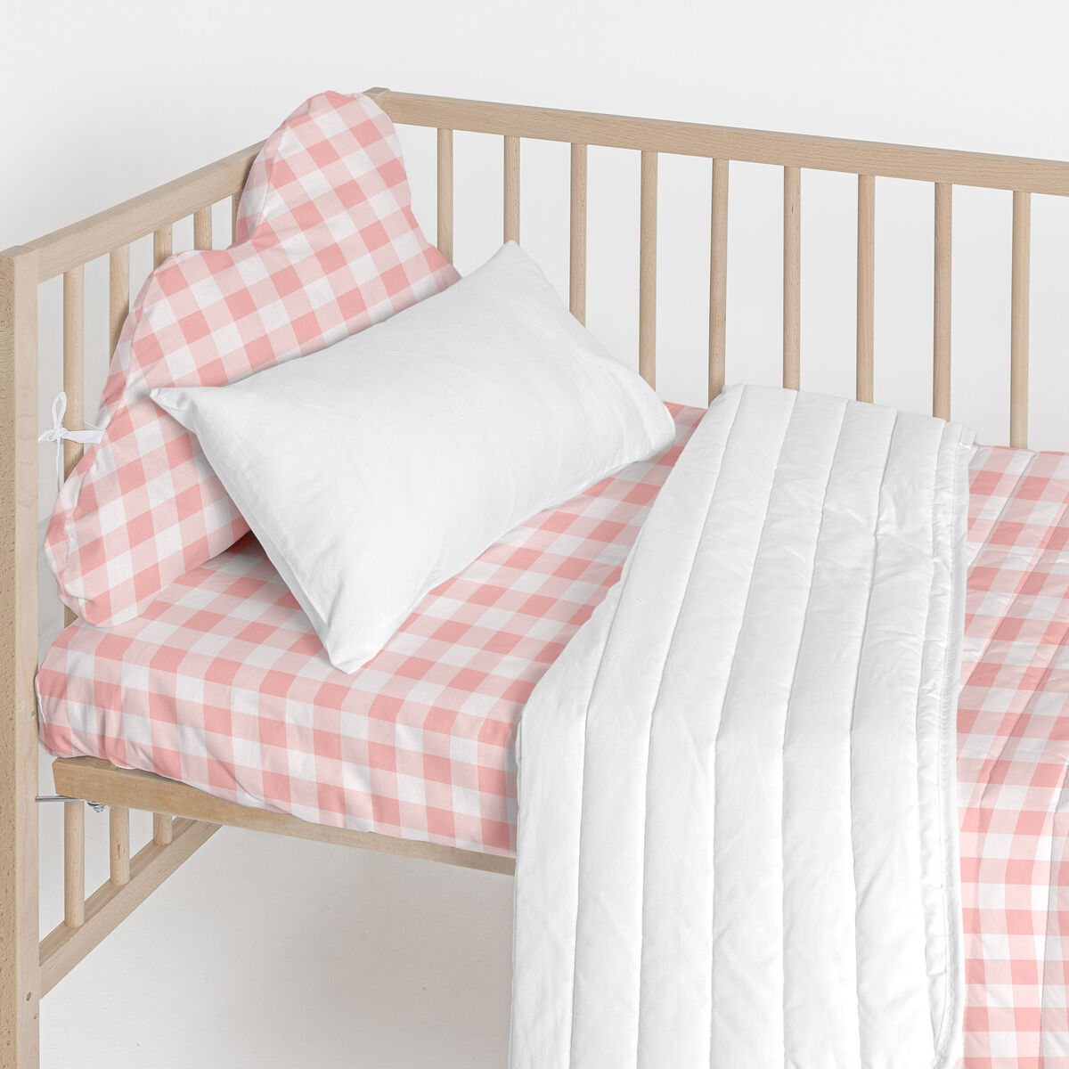 Skydd till spjälsäng HappyFriday Basic Kids Vichy Rosa 60 x 40 cm-Bebis, Sovrum-HappyFriday-peaceofhome.se