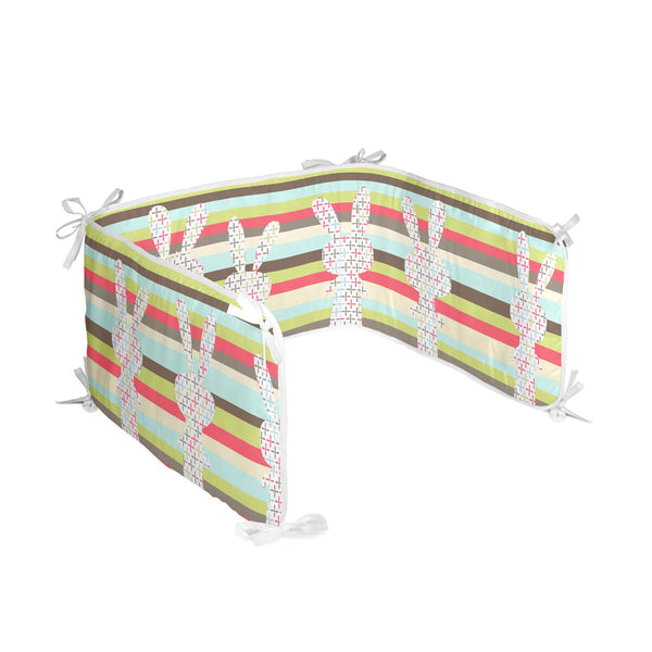 Skydd till spjälsäng HappyFriday Moshi Moshi Rabbit family Multicolour 210 x 40 cm-Bebis, Sovrum-HappyFriday-peaceofhome.se