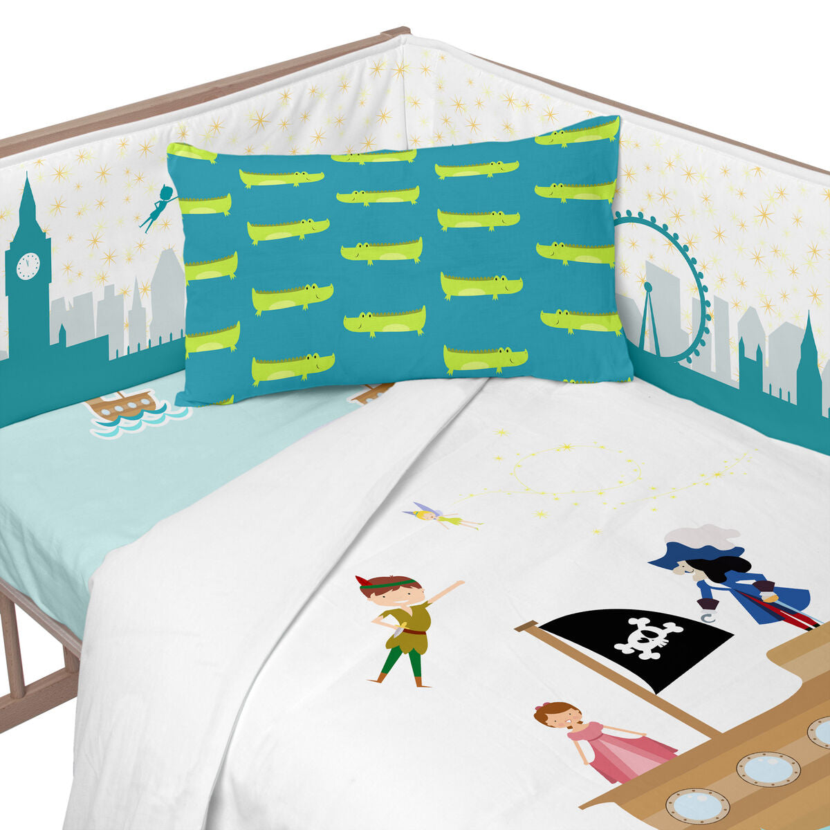 Skydd till spjälsäng HappyFriday Mr Fox Flying boy Multicolour 210 x 40 cm-Bebis, Sovrum-HappyFriday-peaceofhome.se