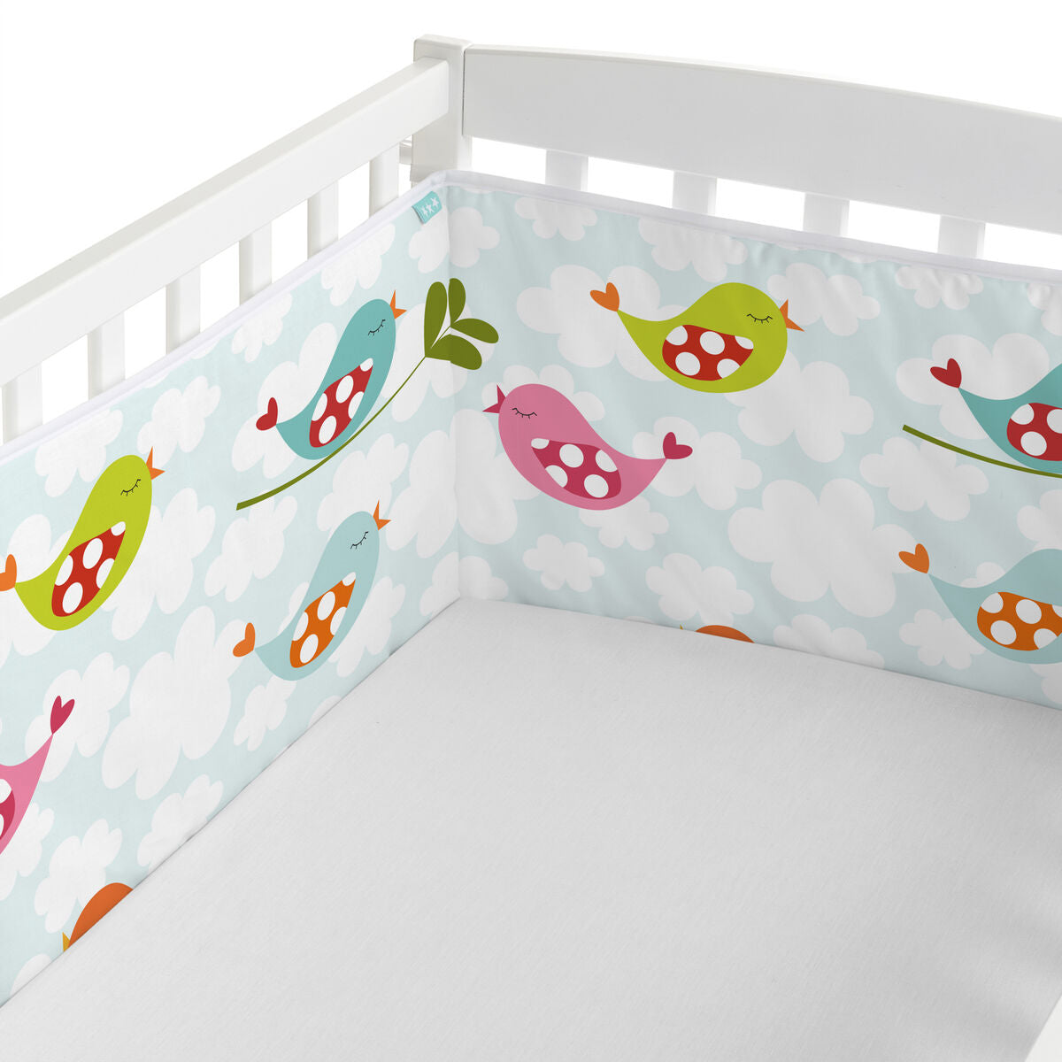 Skydd till spjälsäng HappyFriday Mr Fox Little birds Multicolour 210 x 40 cm-Bebis, Sovrum-HappyFriday-peaceofhome.se