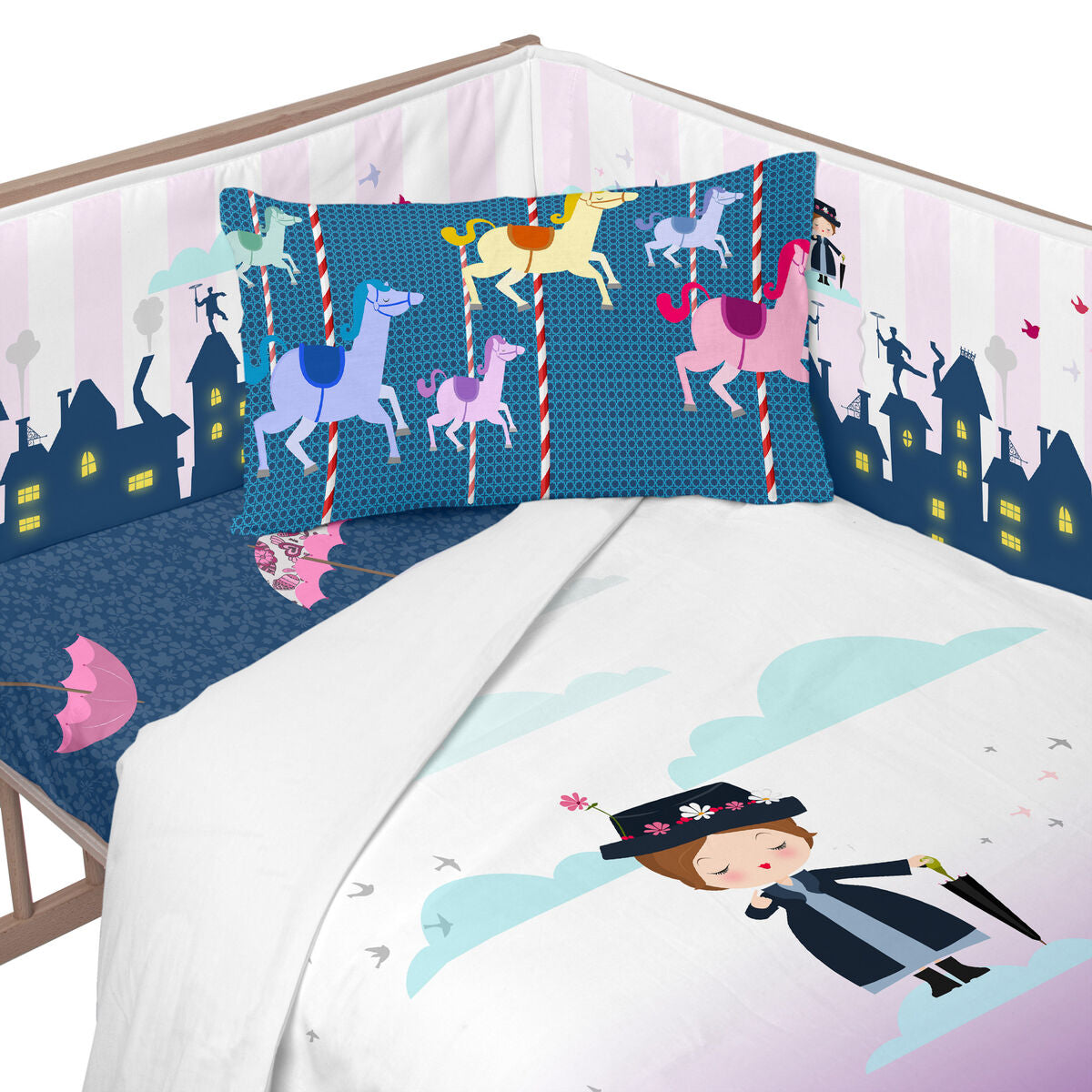 Skydd till spjälsäng HappyFriday Mr Fox Nanny Multicolour 210 x 40 cm-Bebis, Sovrum-HappyFriday-peaceofhome.se