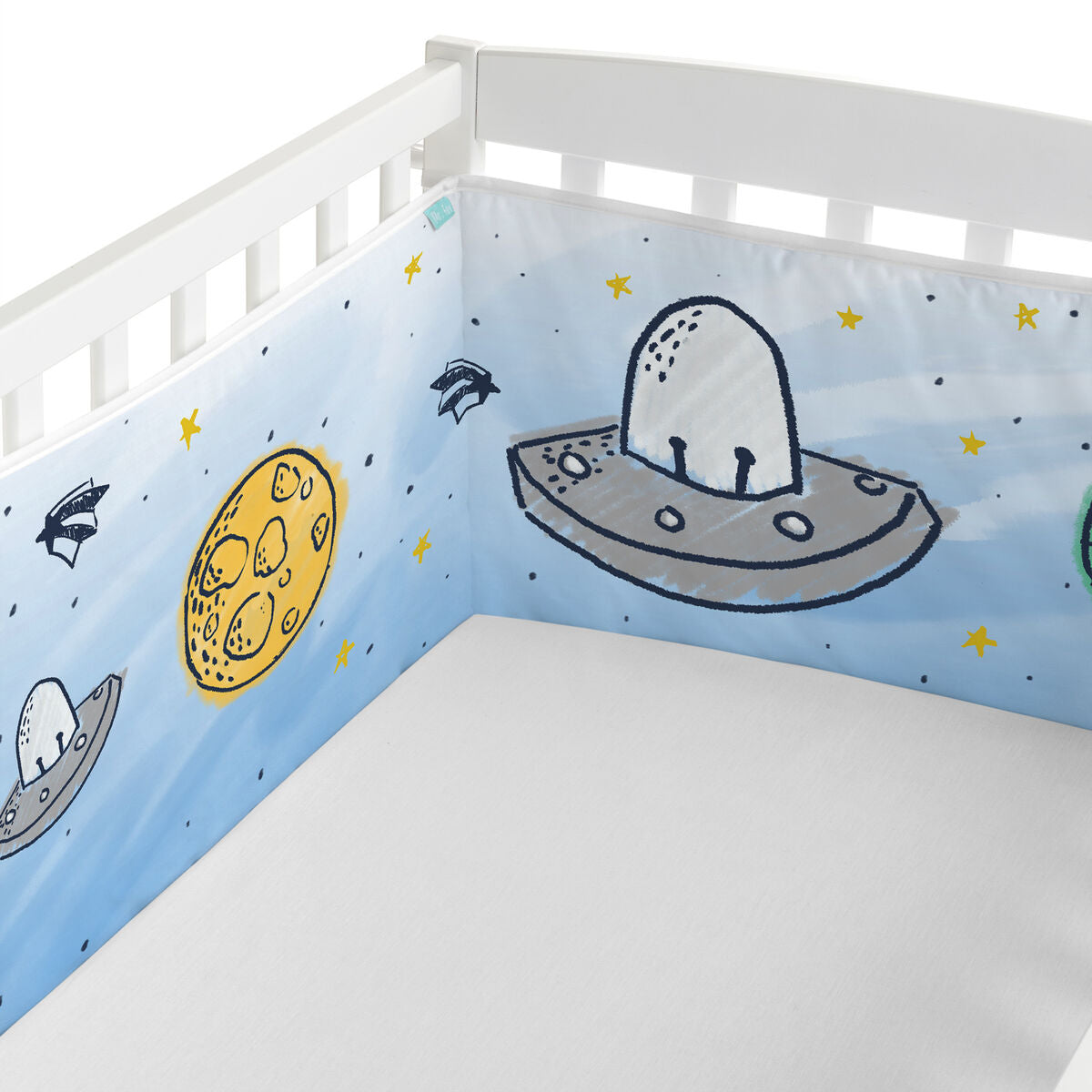Skydd till spjälsäng HappyFriday Mr Fox Starspace Multicolour 210 x 40 cm-Bebis, Sovrum-HappyFriday-peaceofhome.se
