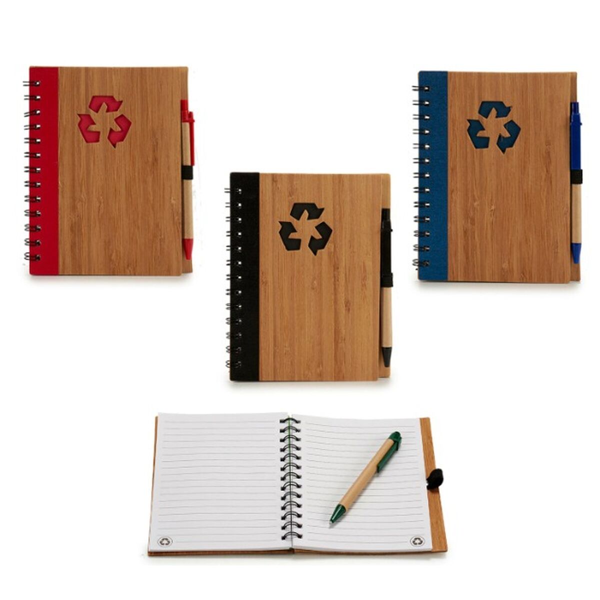 Spiralbundet anteckningsblock med penna Bambu 1 x 18 x 14 cm (12 antal)-Kontor och Kontorsmaterial, Pappersprodukter för kontoret-Pincello-peaceofhome.se