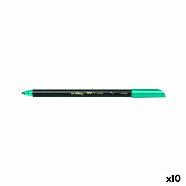 Spritpenna Edding 1200 Metallic Grön (10 antal)-Kontor och Kontorsmaterial, Kulspetspennor, pennor och skrivverktyg-Edding-peaceofhome.se