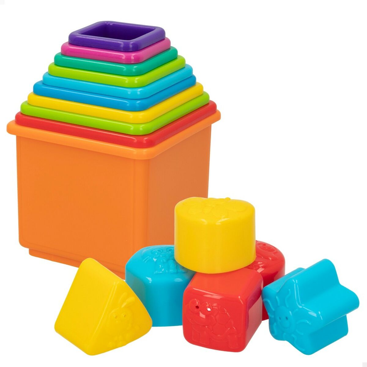 Staplingsbara block PlayGo 16 Delar 4 antal 10,5 x 9 x 10,5 cm-Bebis, Leksaker för småbarn-PlayGo-peaceofhome.se