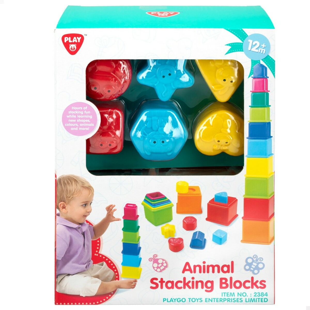 Staplingsbara block PlayGo 16 Delar 4 antal 10,5 x 9 x 10,5 cm-Bebis, Leksaker för småbarn-PlayGo-peaceofhome.se