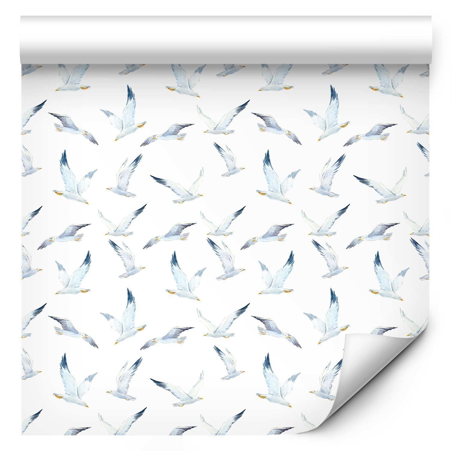 Tapet - Flying Seagulls-Tapeter-Artgeist-peaceofhome.se