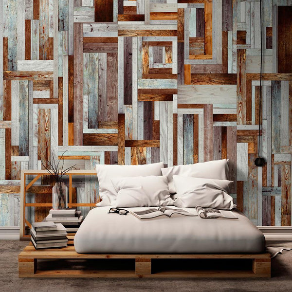 Tapet - Labyrinth of wooden planks-Tapeter-Artgeist-peaceofhome.se