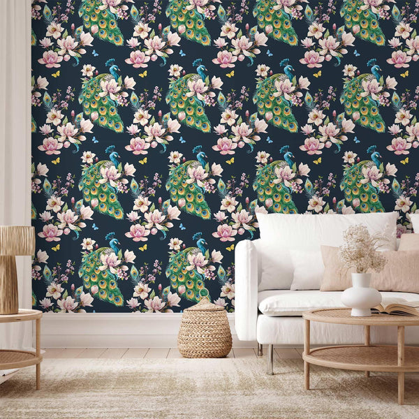 Tapet - Magnolias and Peacocks-Tapeter-Artgeist-peaceofhome.se