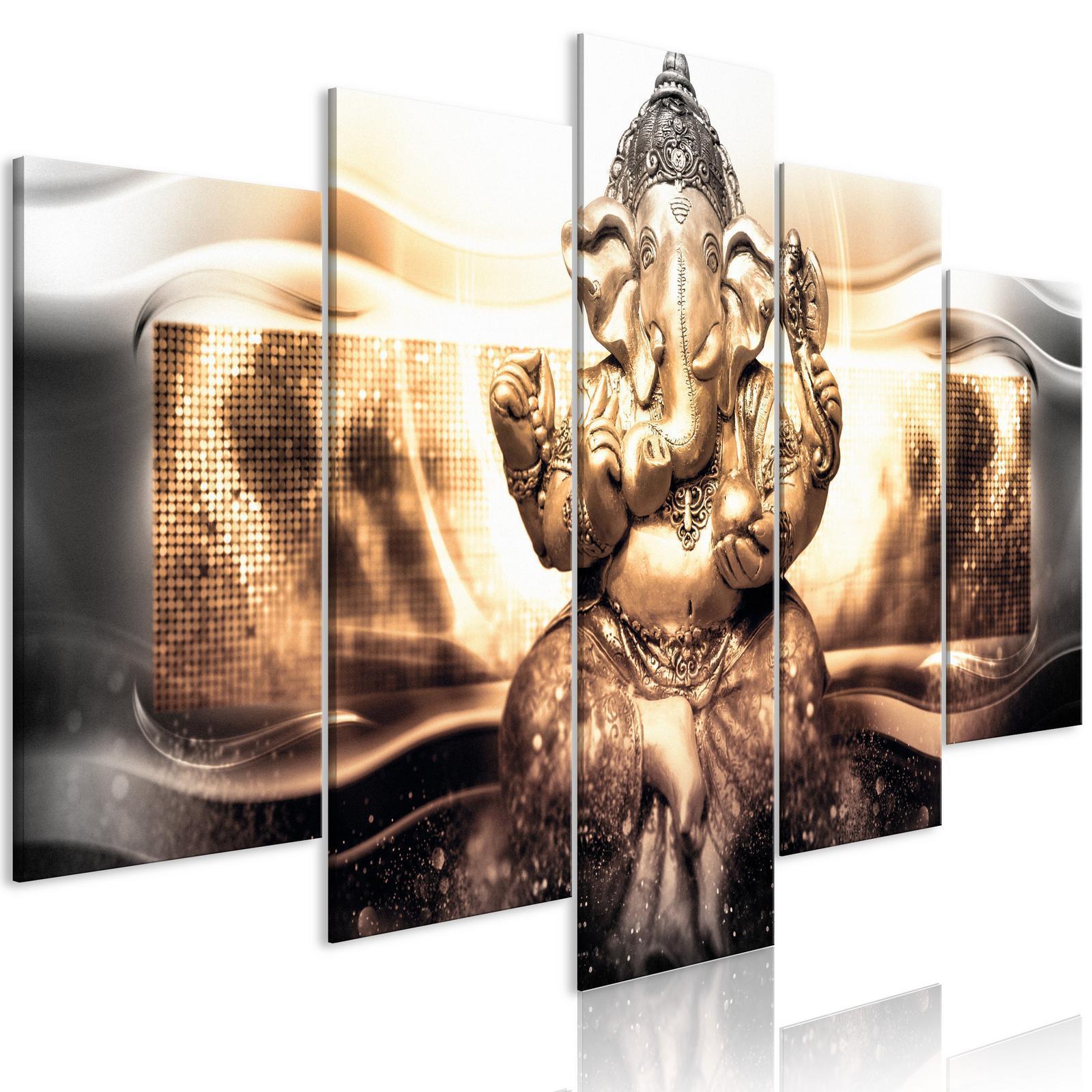 Tavla - Buddha Style (5 Parts) Golden Wide-Tavlor-Artgeist-peaceofhome.se