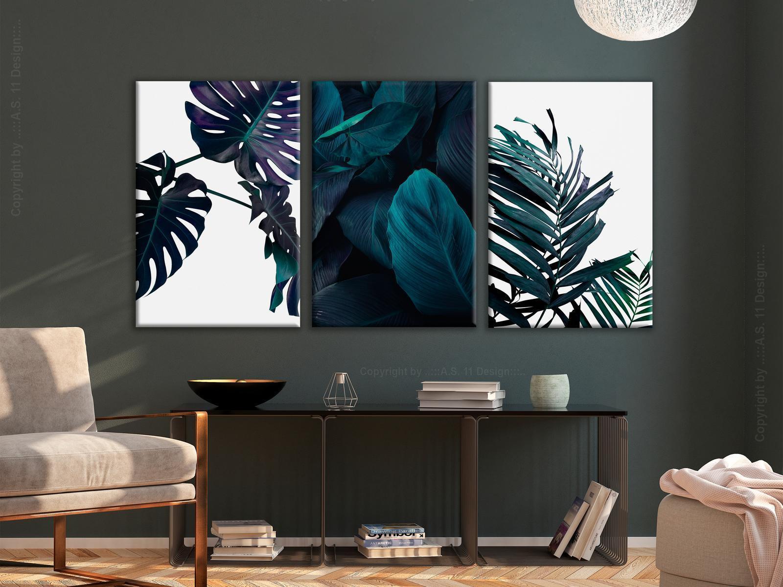 Tavla - Cold Leaves (3 Parts)-Tavlor-Artgeist-Premium print-120x60-peaceofhome.se