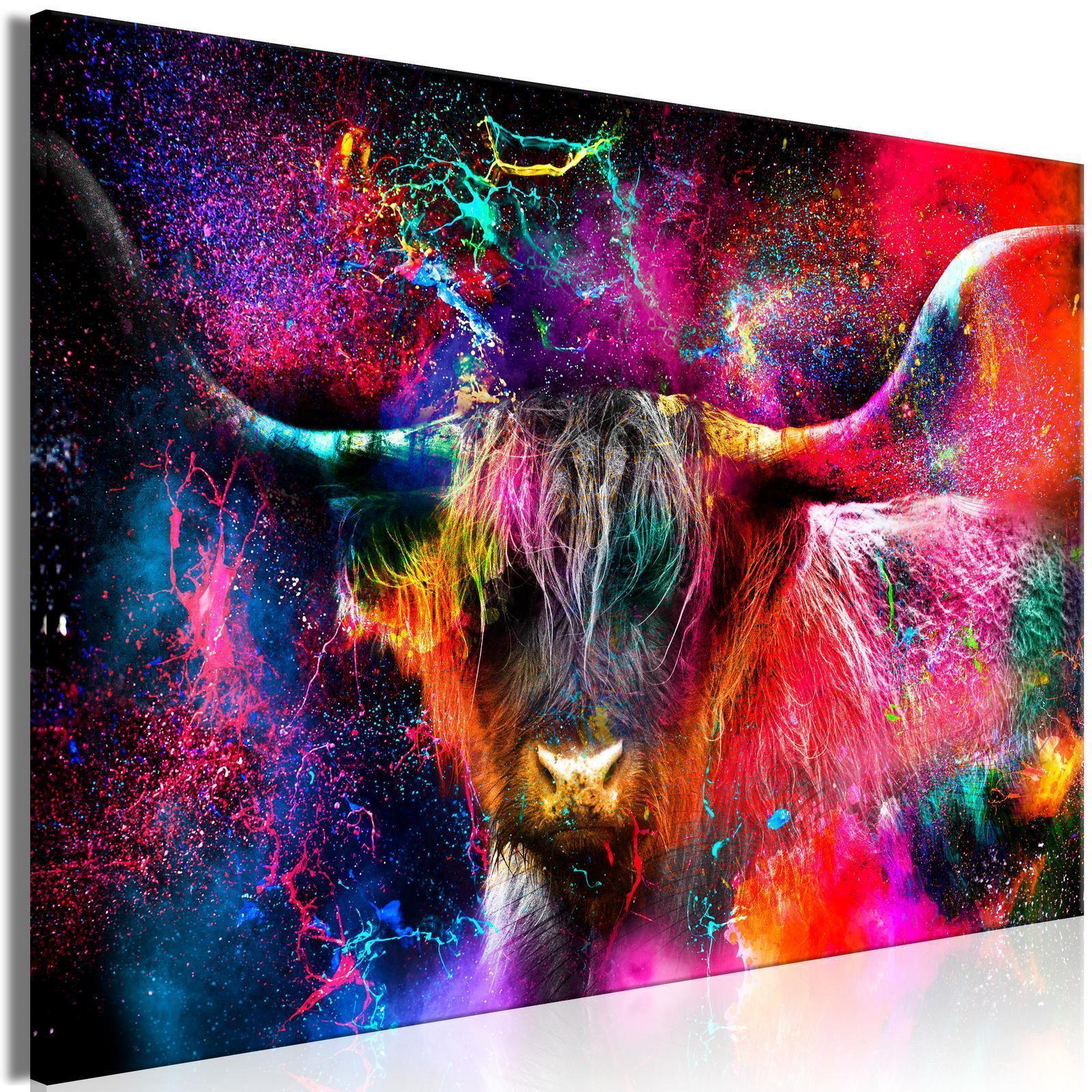 Tavla - Colorful Bull (1 Part) Wide-Tavlor-Artgeist-peaceofhome.se