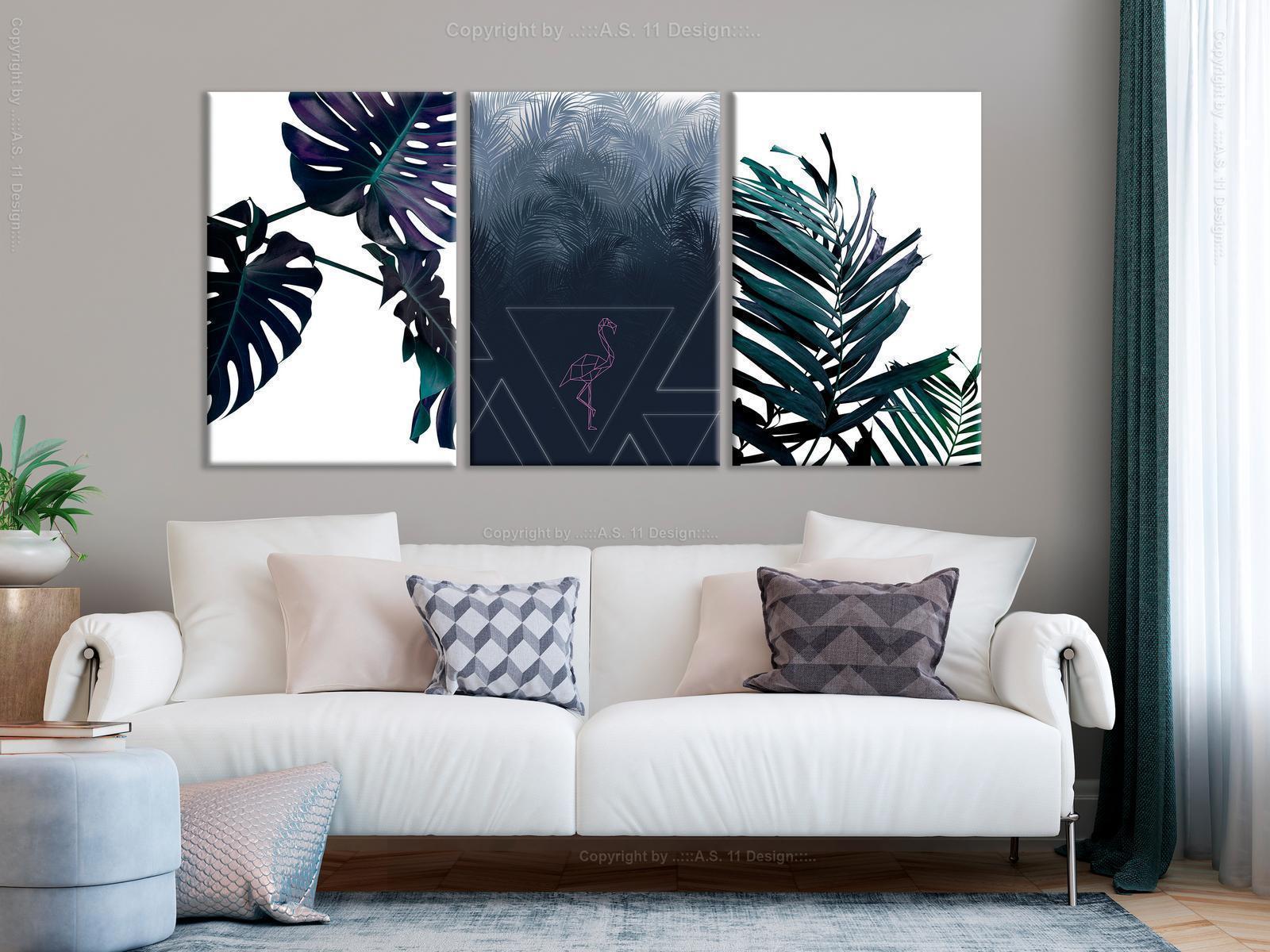 Tavla - Cool Leaves (3 Parts)-Tavlor-Artgeist-Premium print-120x60-peaceofhome.se