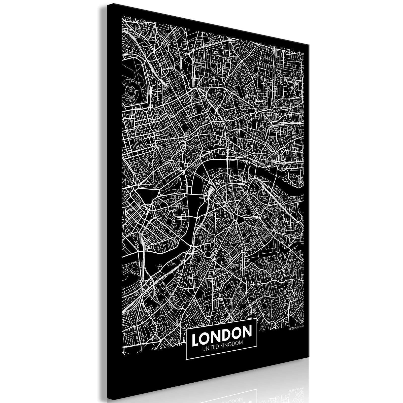 Tavla - Dark Map of London (1 Part) Vertical-Tavlor-Artgeist-peaceofhome.se