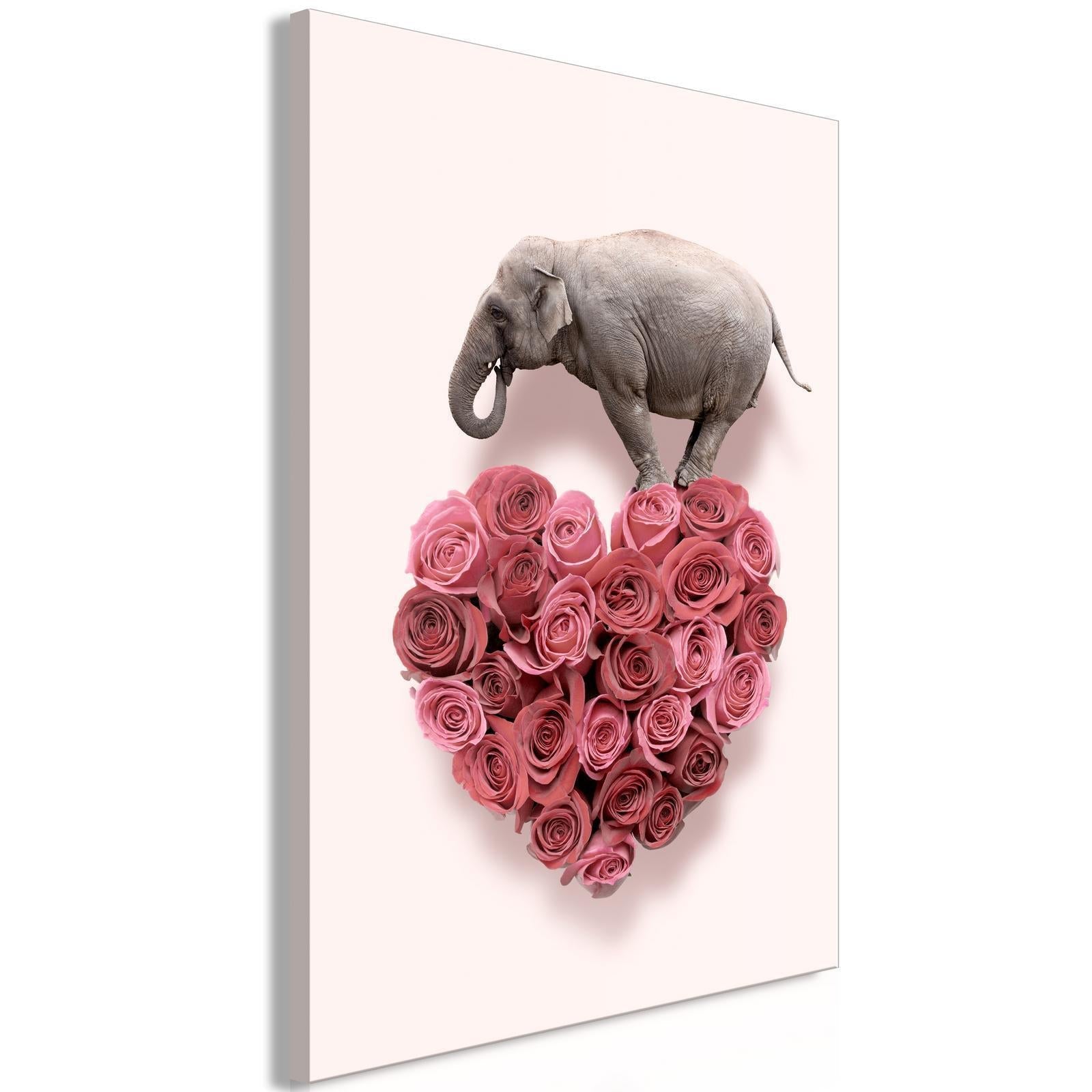 Tavla - Elephant Lover (1-part) - Elephant Amid Pink Flowers-Tavlor-Artgeist-peaceofhome.se