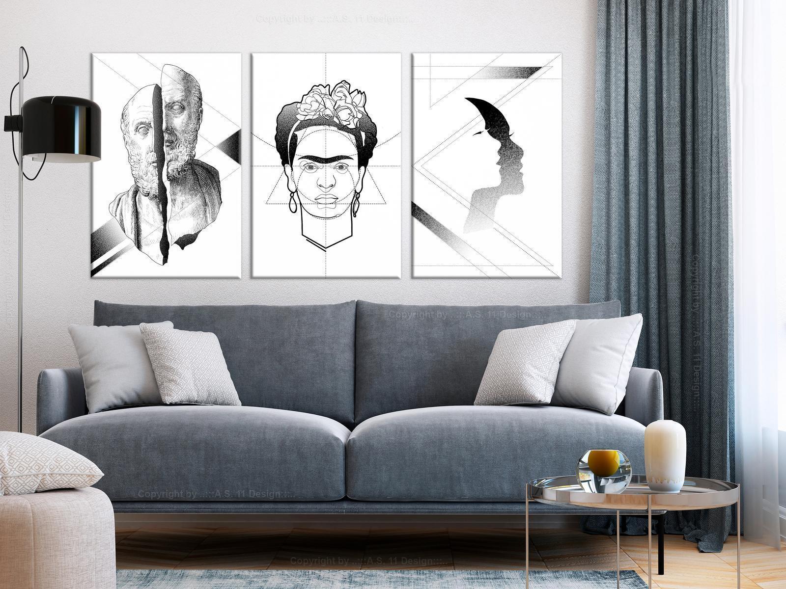 Tavla - Facial Composition (3 Parts)-Tavlor-Artgeist-Premium print-120x60-peaceofhome.se