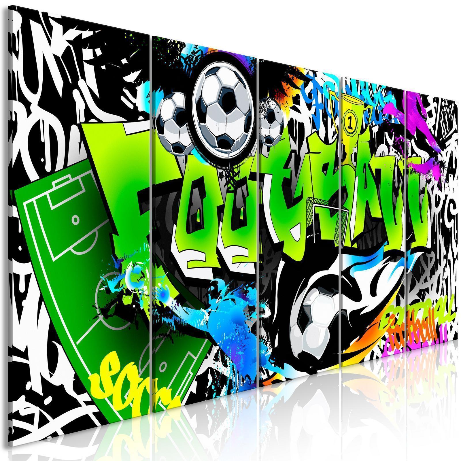 Tavla - Football Graffiti (5 Parts) Narrow-Tavlor-Artgeist-peaceofhome.se