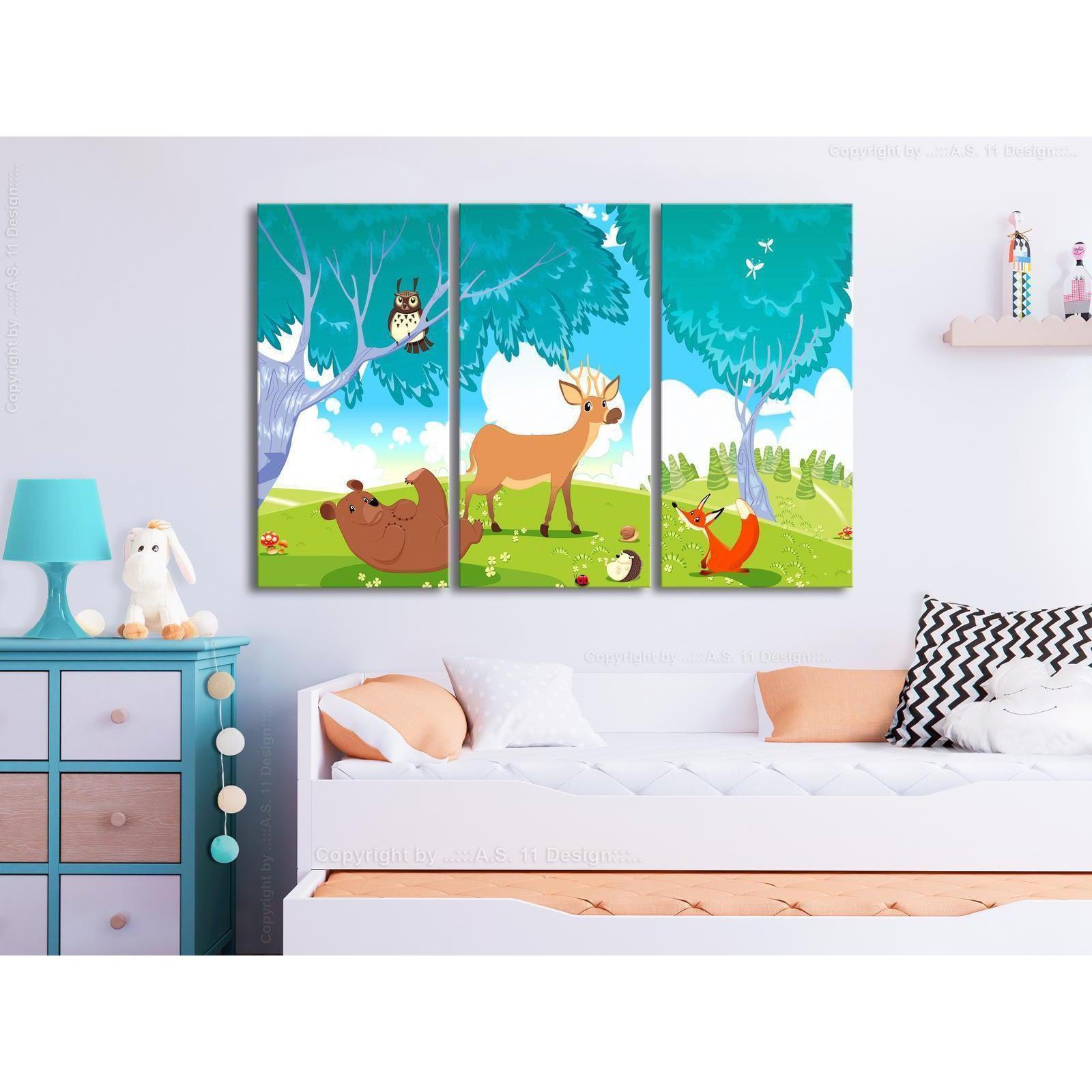 Tavla - Friendly Animals (3 Parts)-Tavlor-Artgeist-peaceofhome.se