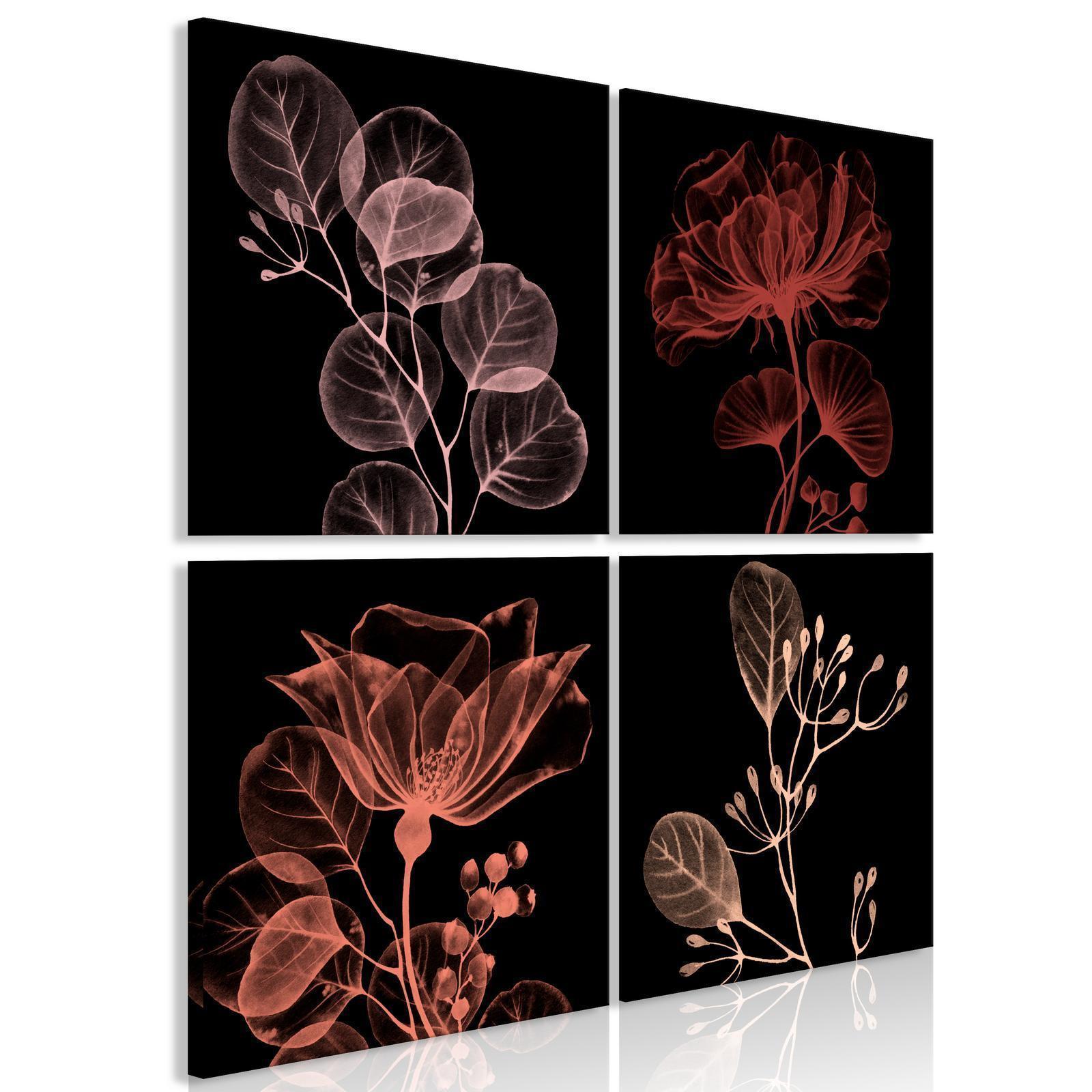 Tavla - Glowing Flowers (4 Parts)-Tavlor-Artgeist-peaceofhome.se