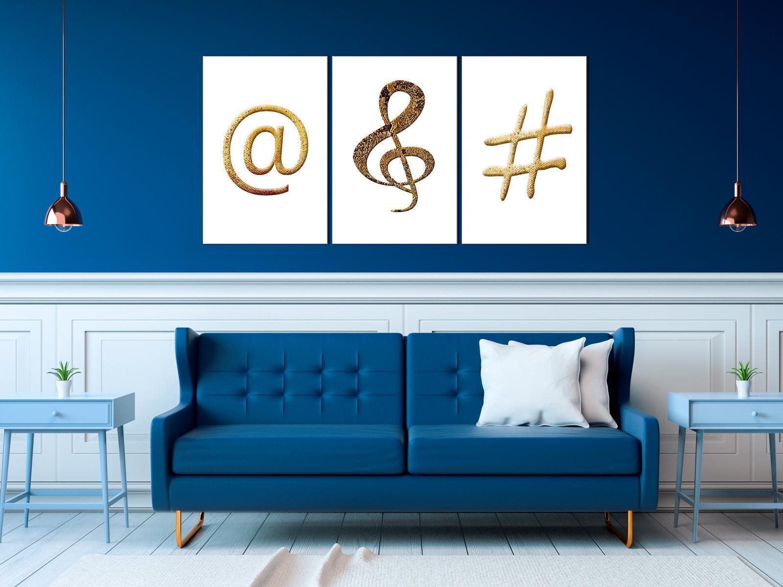 Tavla - Golden Signs (3 Parts)-Tavlor-Artgeist-peaceofhome.se