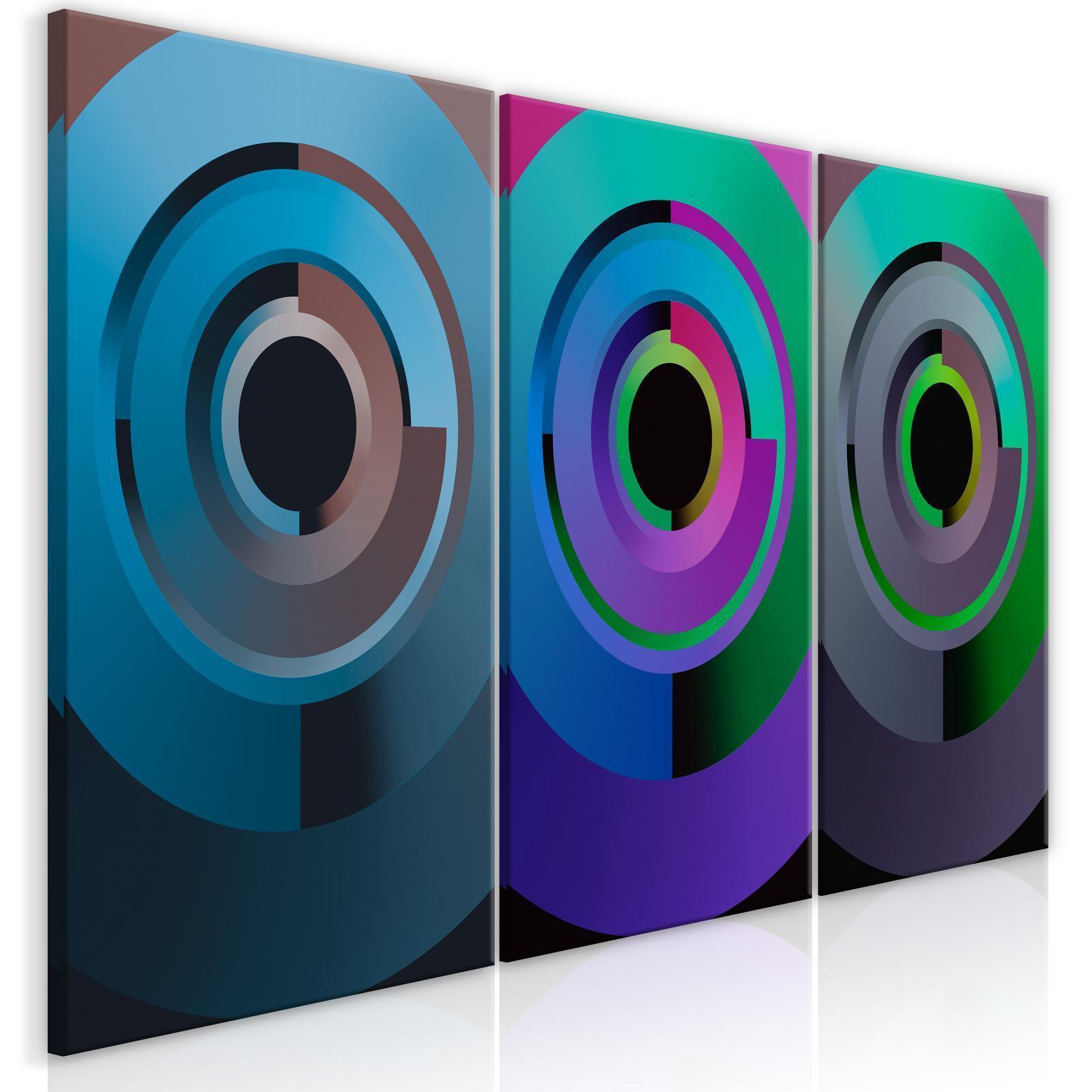 Tavla - Gradient Circles (3 Parts)-Tavlor-Artgeist-Premium print-120x60-peaceofhome.se