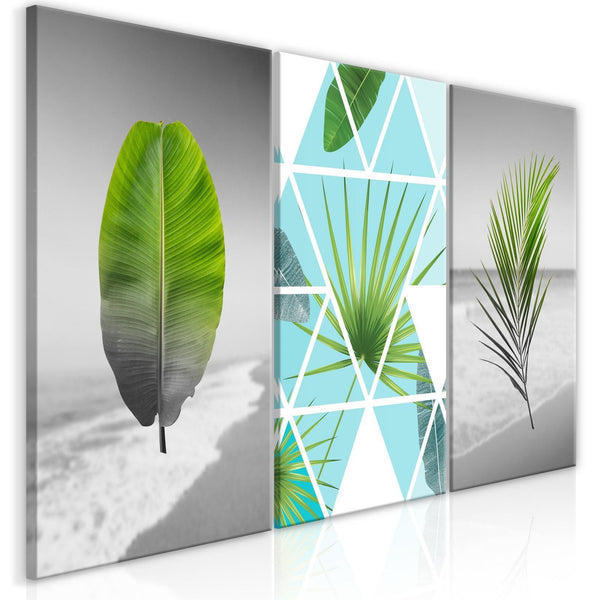 Tavla - Leaves on the Beach (3 Parts)-Tavlor-Artgeist-Premium print-120x60-peaceofhome.se