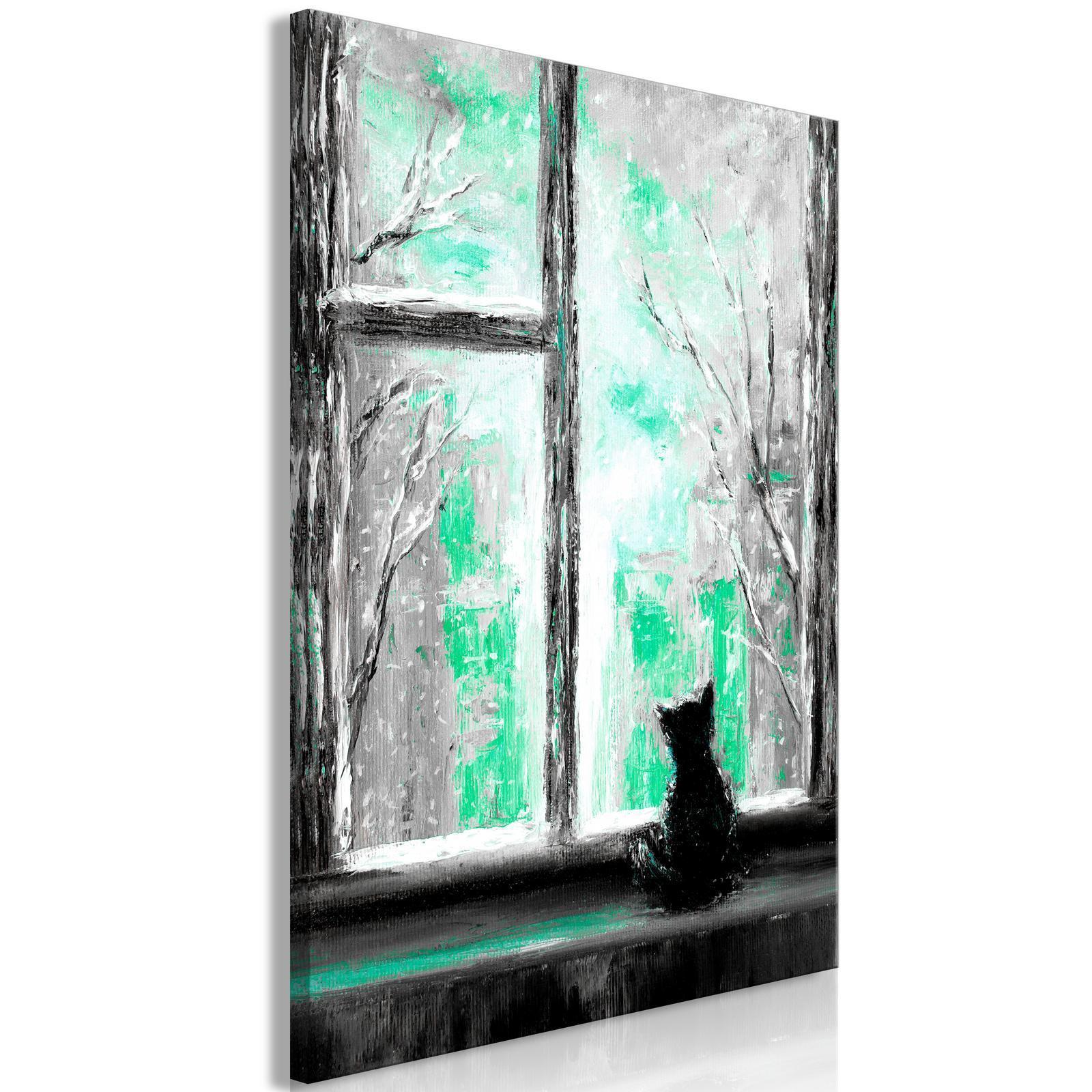 Tavla - Longing Kitty (1 Part) Vertical Green-Tavlor-Artgeist-peaceofhome.se