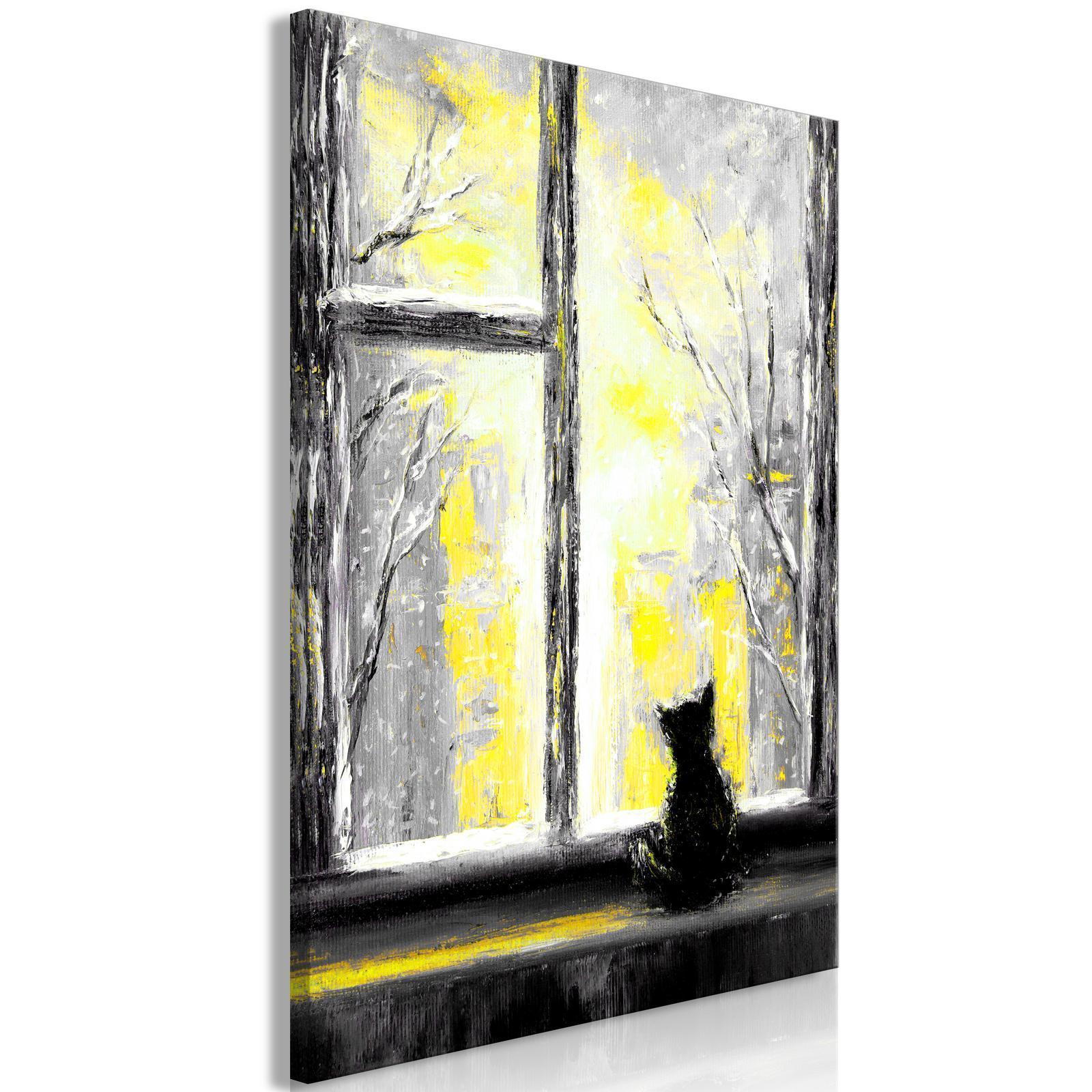 Tavla - Longing Kitty (1 Part) Vertical Yellow-Tavlor-Artgeist-peaceofhome.se