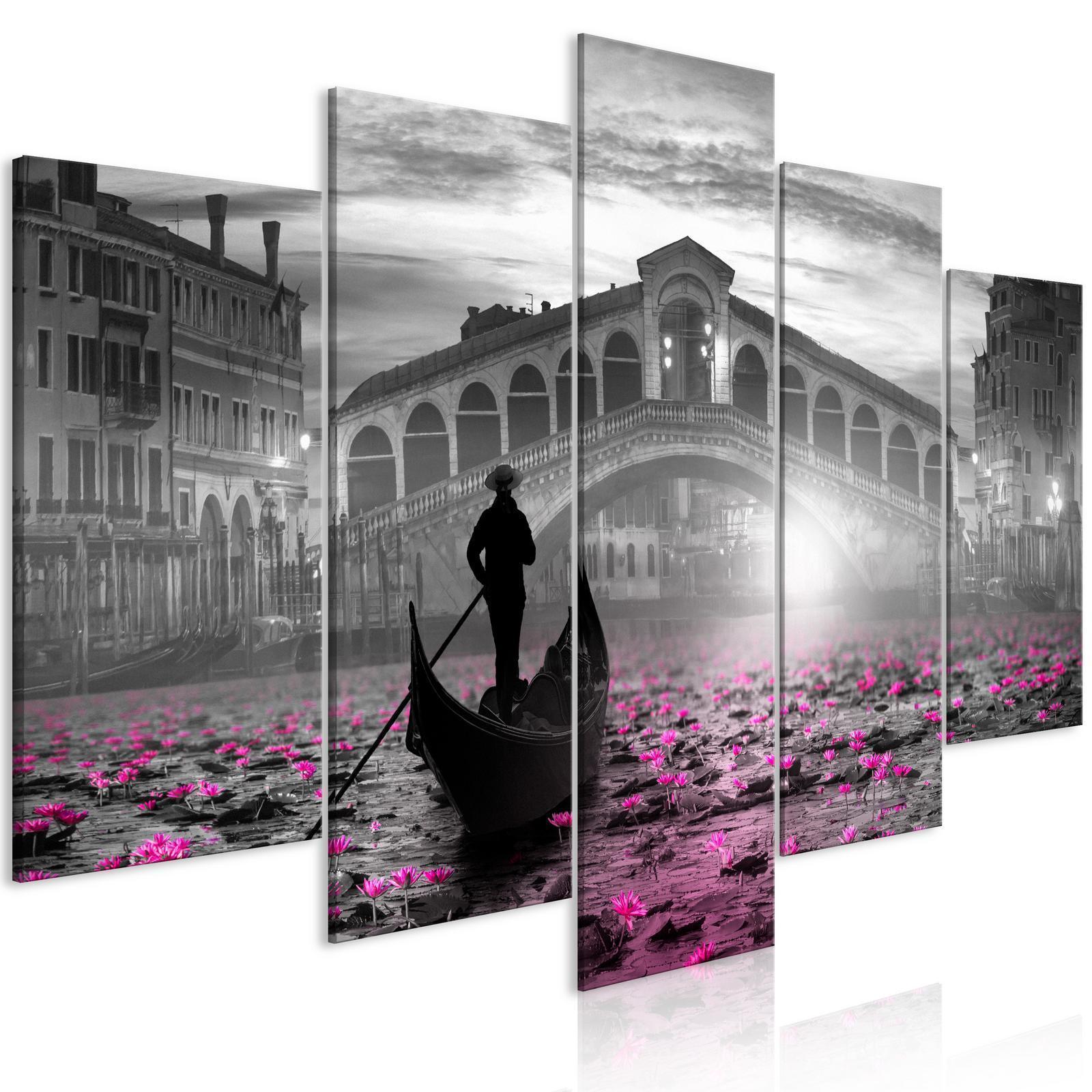 Tavla - Magic Venice (5 Parts) Wide Grey-Tavlor-Artgeist-peaceofhome.se