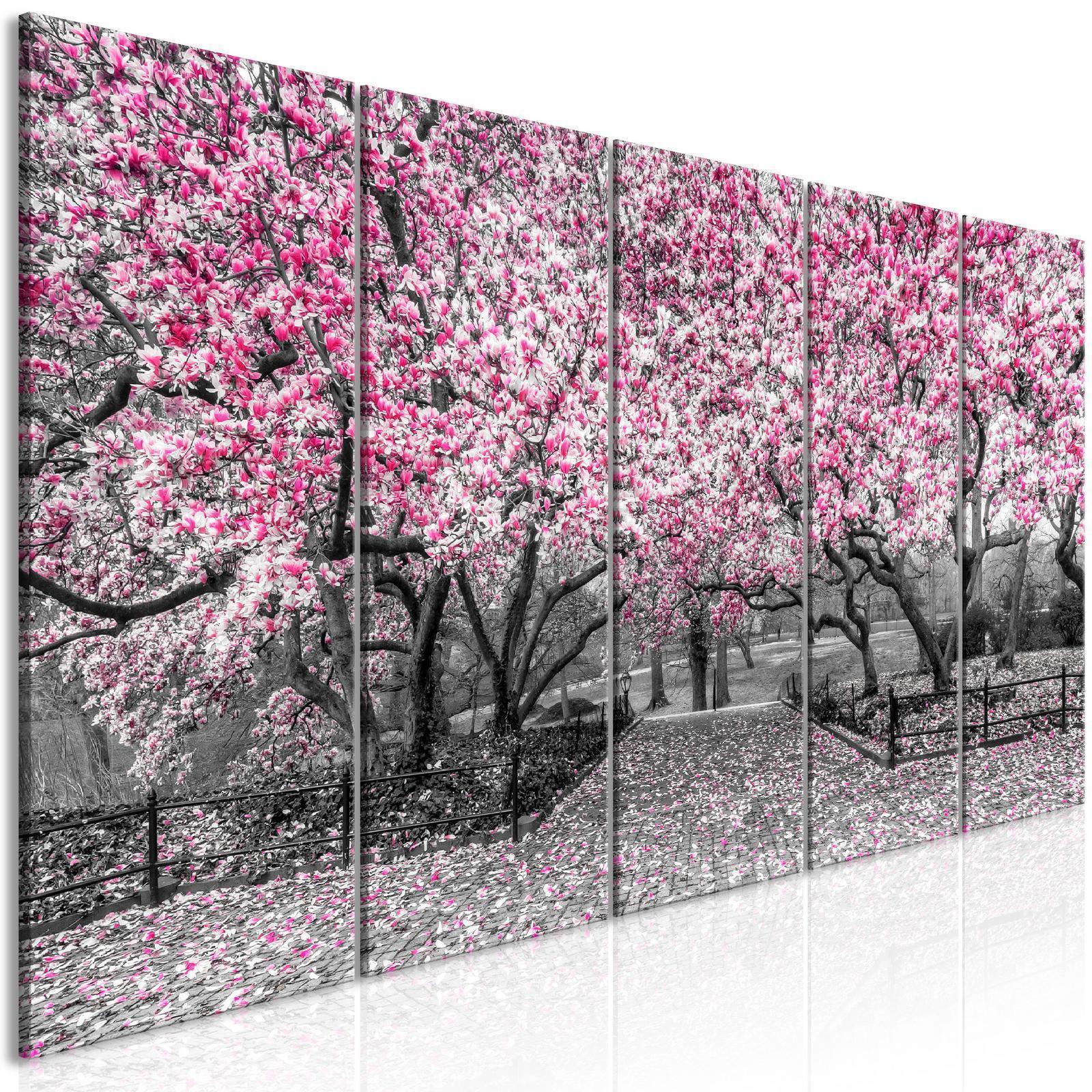 Tavla - Magnolia Park (5 Parts) Narrow Pink-Tavlor-Artgeist-peaceofhome.se