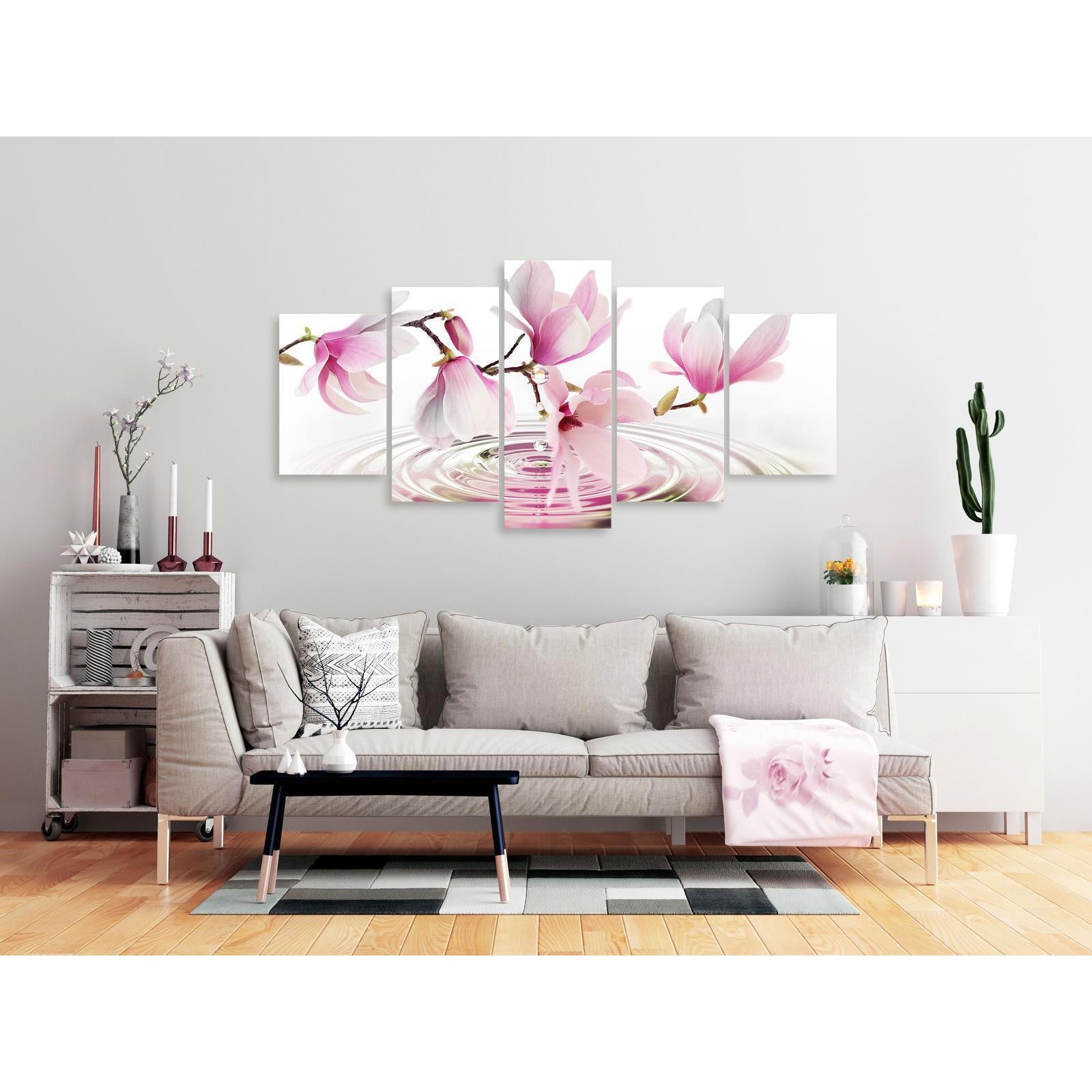 Tavla - Magnolias over Water (5 Parts) Wide Pink-Tavlor-Artgeist-peaceofhome.se