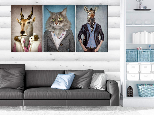 Tavla - Menagerie (3 Parts)-Tavlor-Artgeist-Premium print-120x60-peaceofhome.se