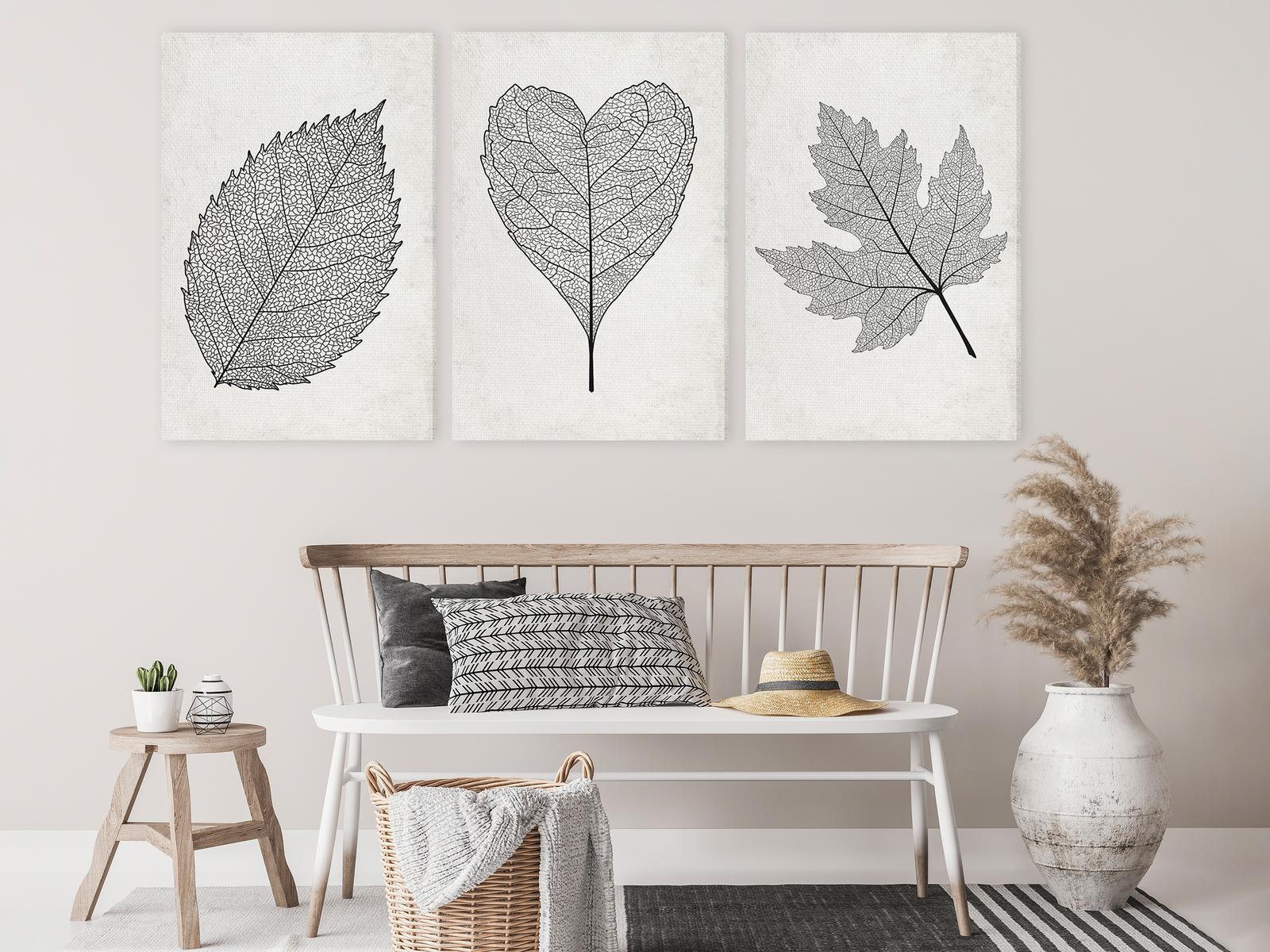 Tavla - Minimalist Leaves (3 Parts)-Tavlor-Artgeist-peaceofhome.se