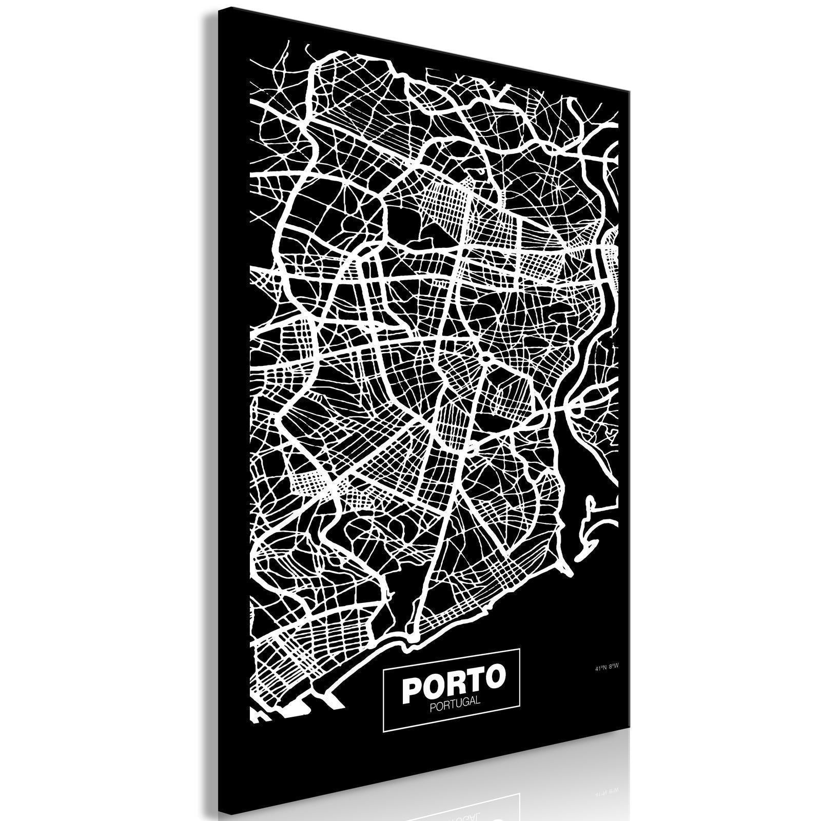 Tavla - Negative Map: Porto (1 Part) Vertical-Tavlor-Artgeist-peaceofhome.se