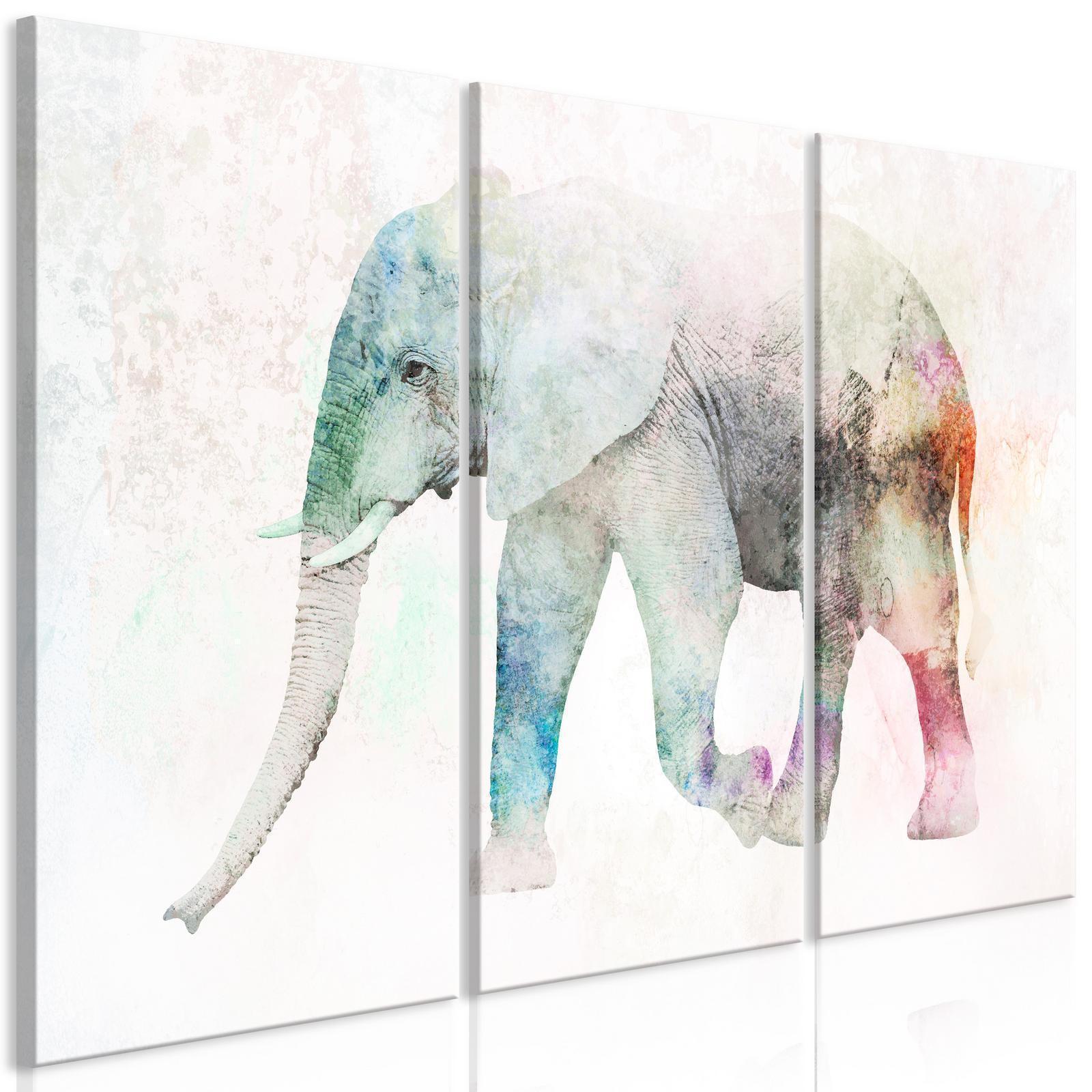 Tavla - Painted Elephant (3 Parts)-Tavlor-Artgeist-peaceofhome.se