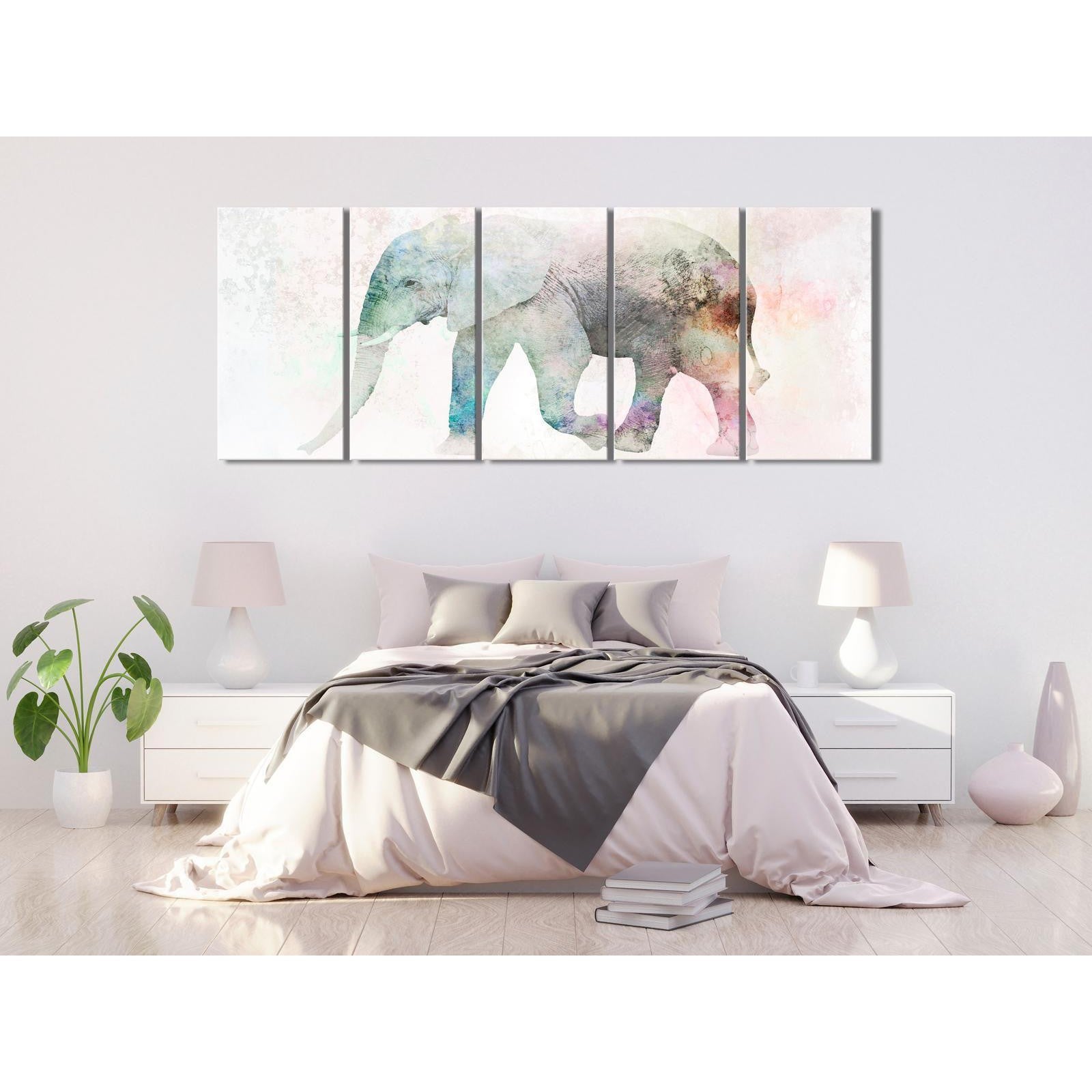 Tavla - Painted Elephant (5 Parts) Narrow-Tavlor-Artgeist-peaceofhome.se