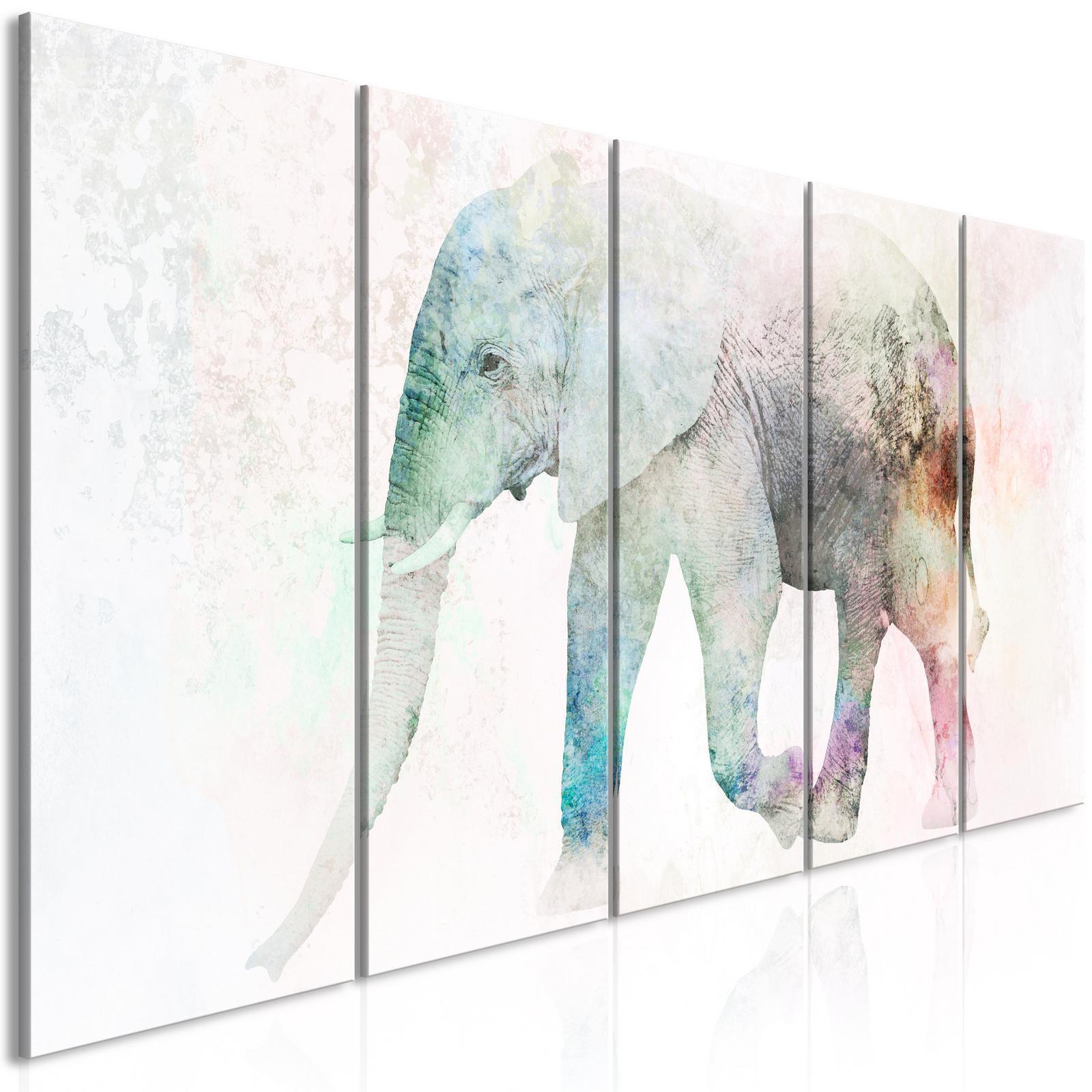 Tavla - Painted Elephant (5 Parts) Narrow-Tavlor-Artgeist-peaceofhome.se