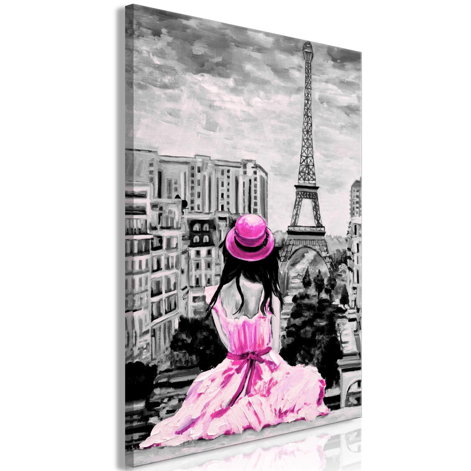 Tavla - Paris Colour (1 Part) Vertical Pink-Tavlor-Artgeist-peaceofhome.se