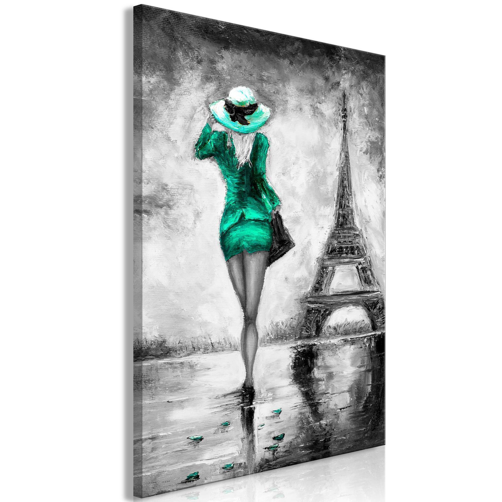 Tavla - Parisian Woman (1 Part) Vertical Green-Tavlor-Artgeist-peaceofhome.se